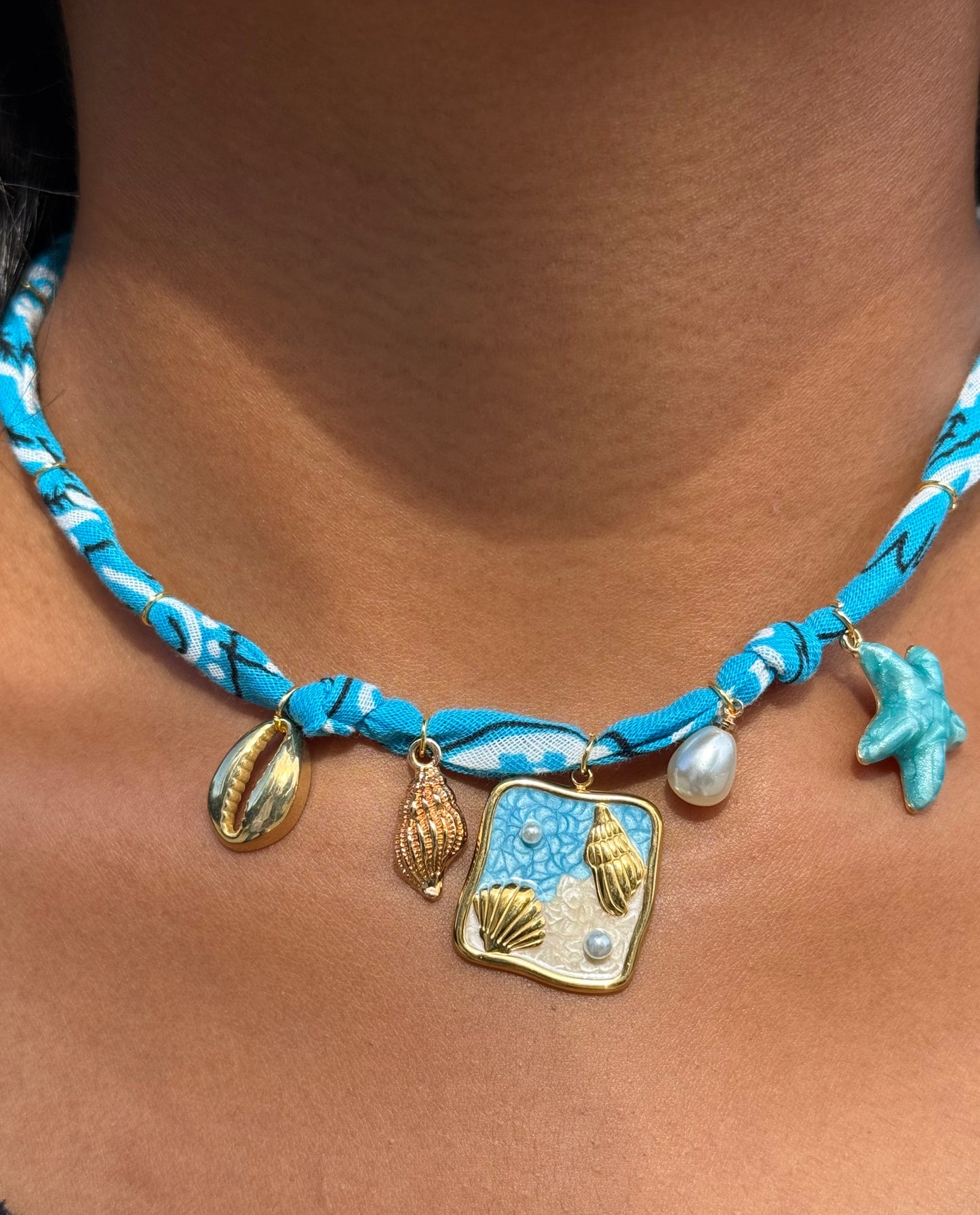 MARIN SCENE // Blue Handmade Bandana Necklace