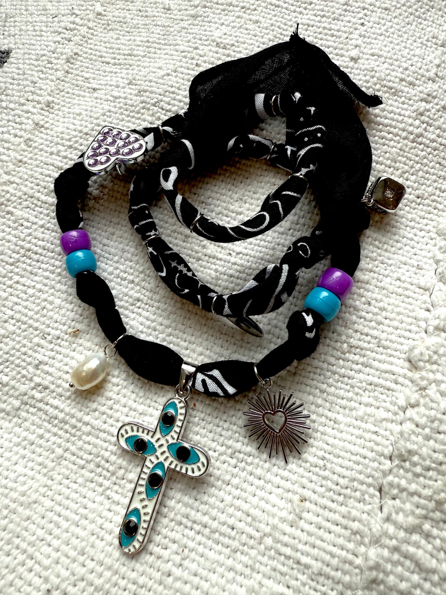 PURPLE FAITH //  Black Handmade Bandana Necklace