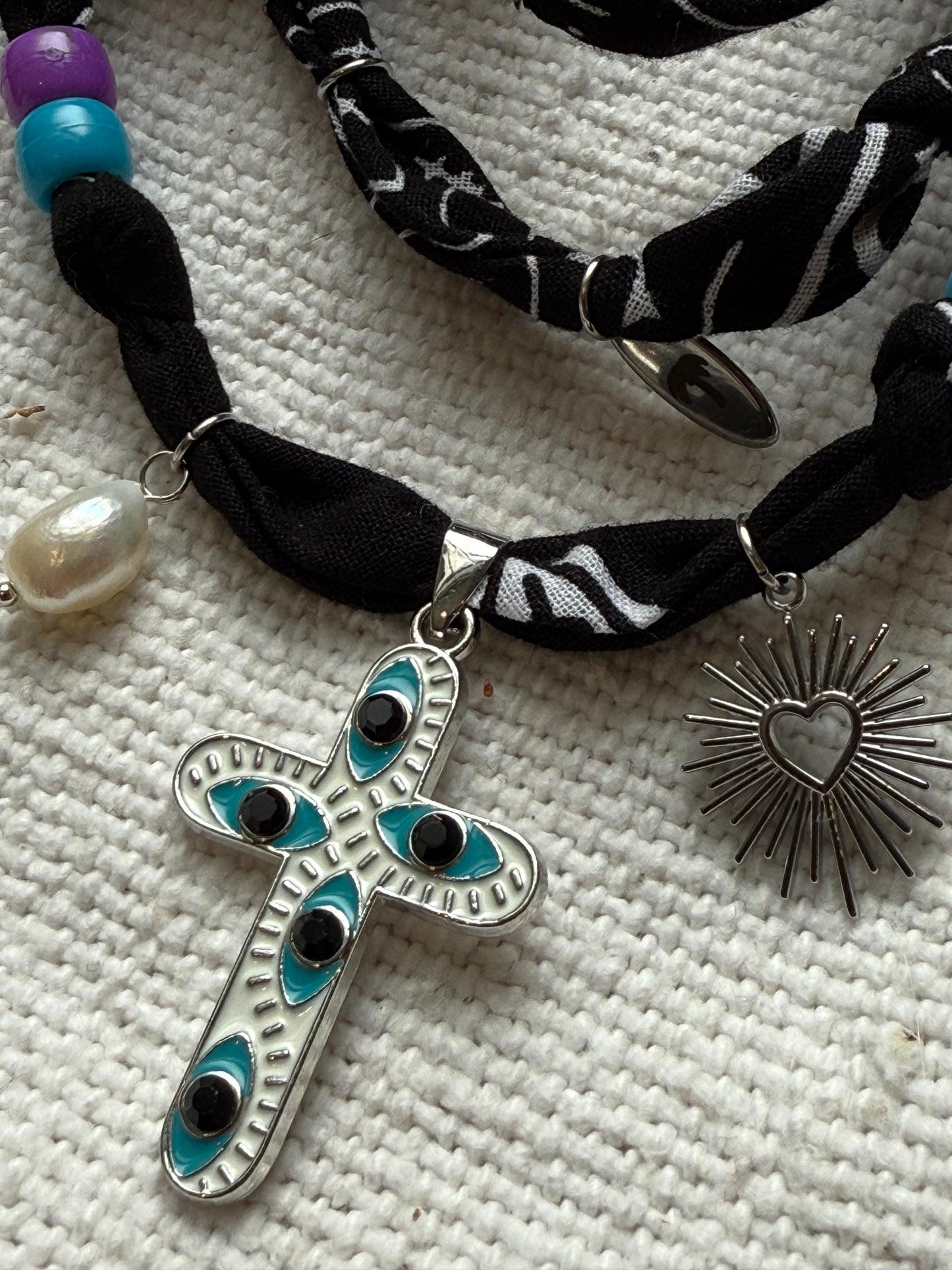 PURPLE FAITH //  Black Handmade Bandana Necklace