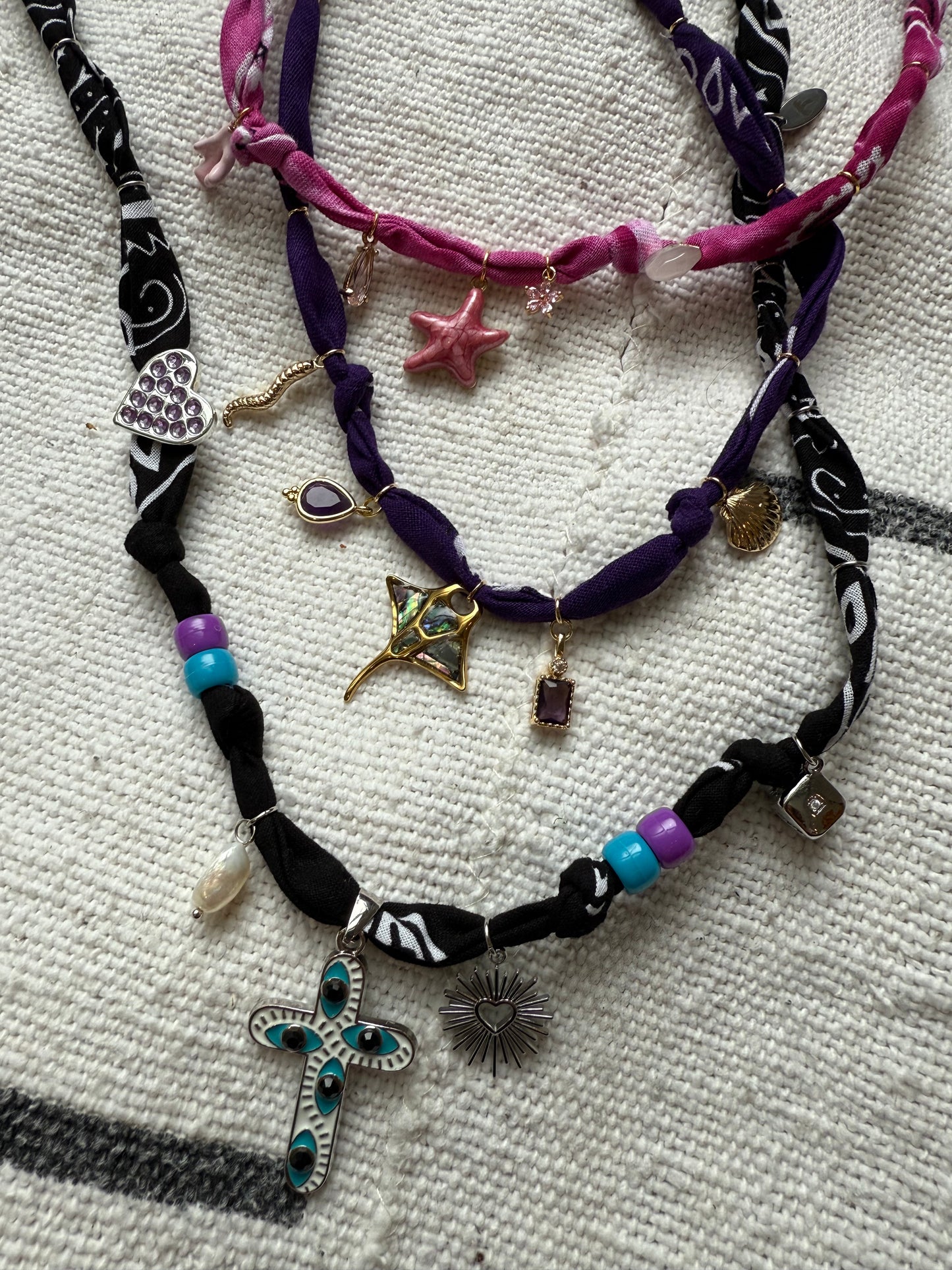 PURPLE FAITH //  Black Handmade Bandana Necklace