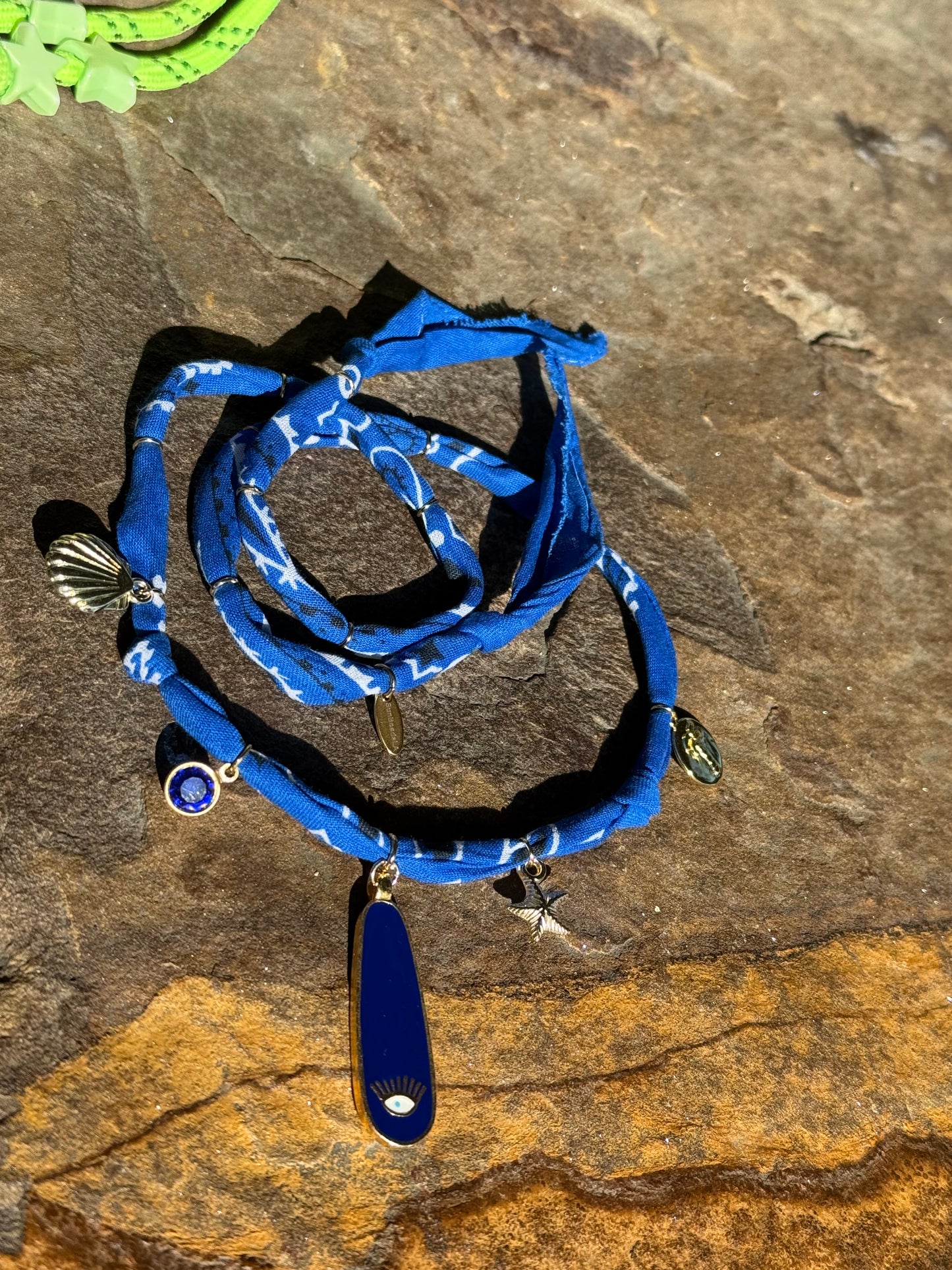 EYE OF THE SEA // Royal Blue Handmade Bandana Necklace