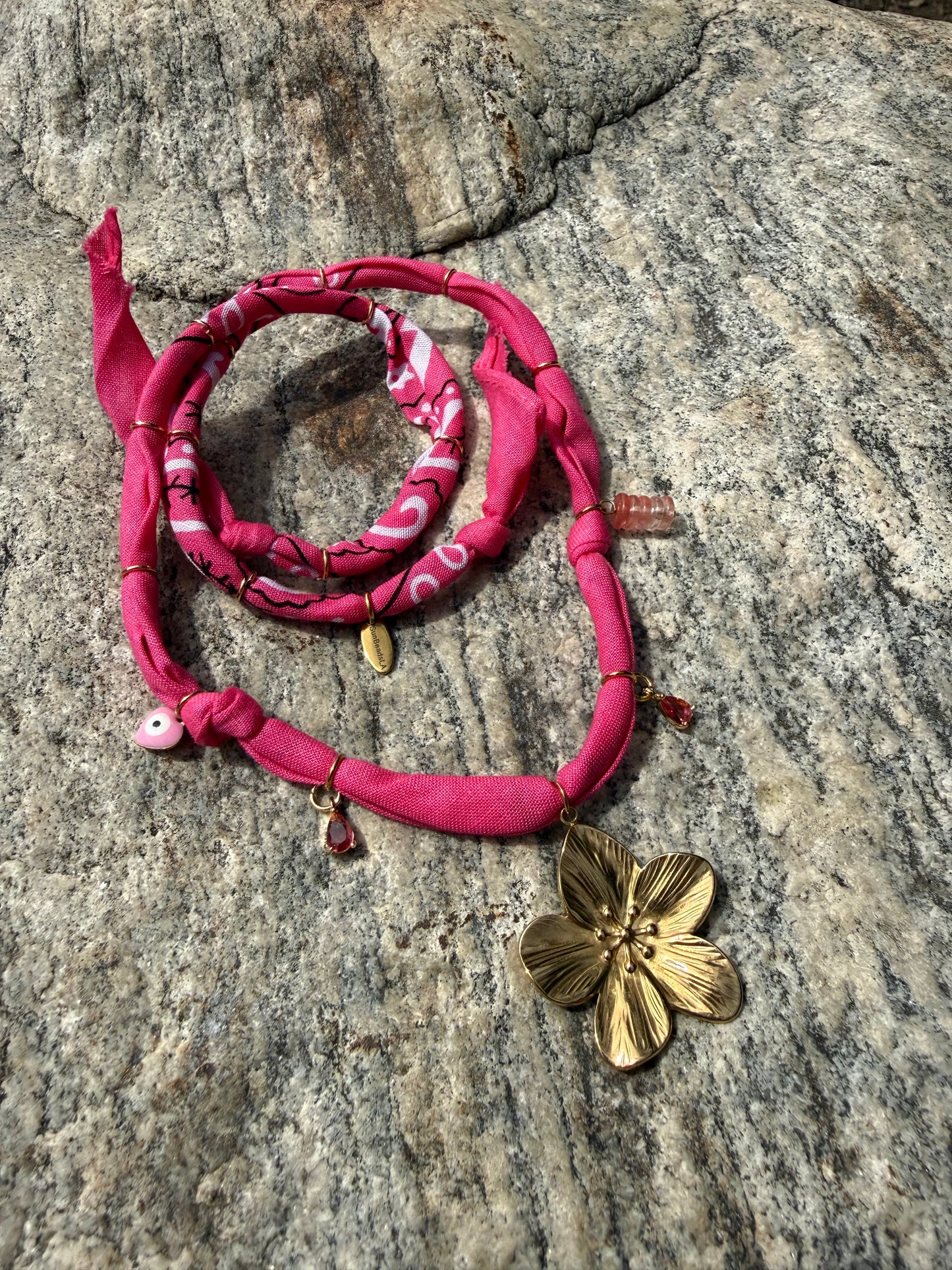 FRANGIPANI  // Hot Pink Handmade Bandana Necklace