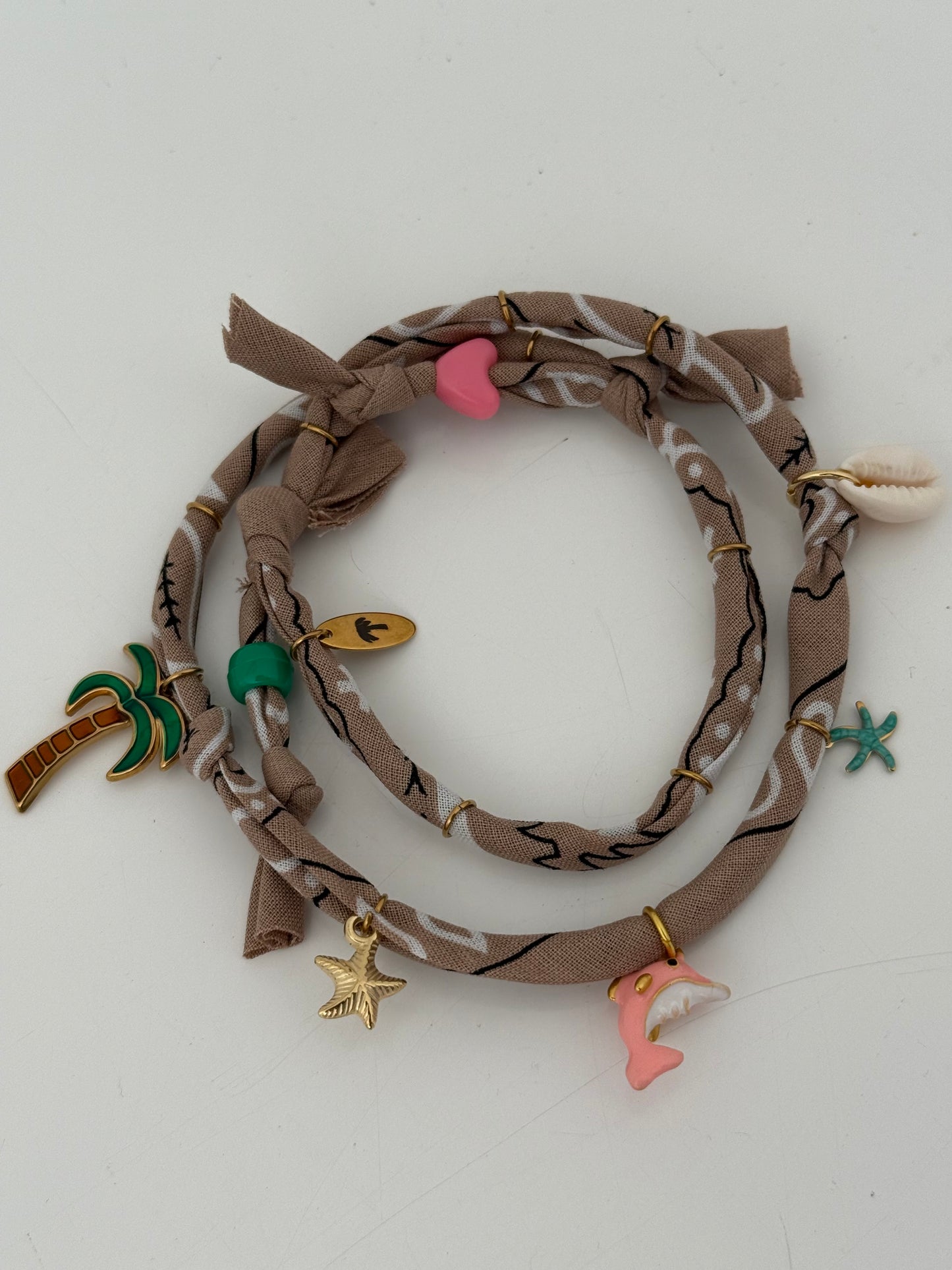 PINK DOLPHIN // Beige Handmade Bandana Necklace