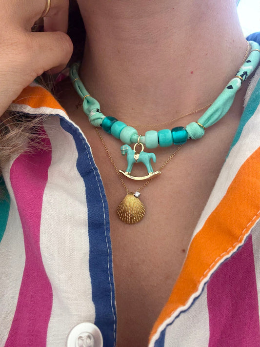ROCKING HORSE // Turquoise green Handmade Bandana Necklace
