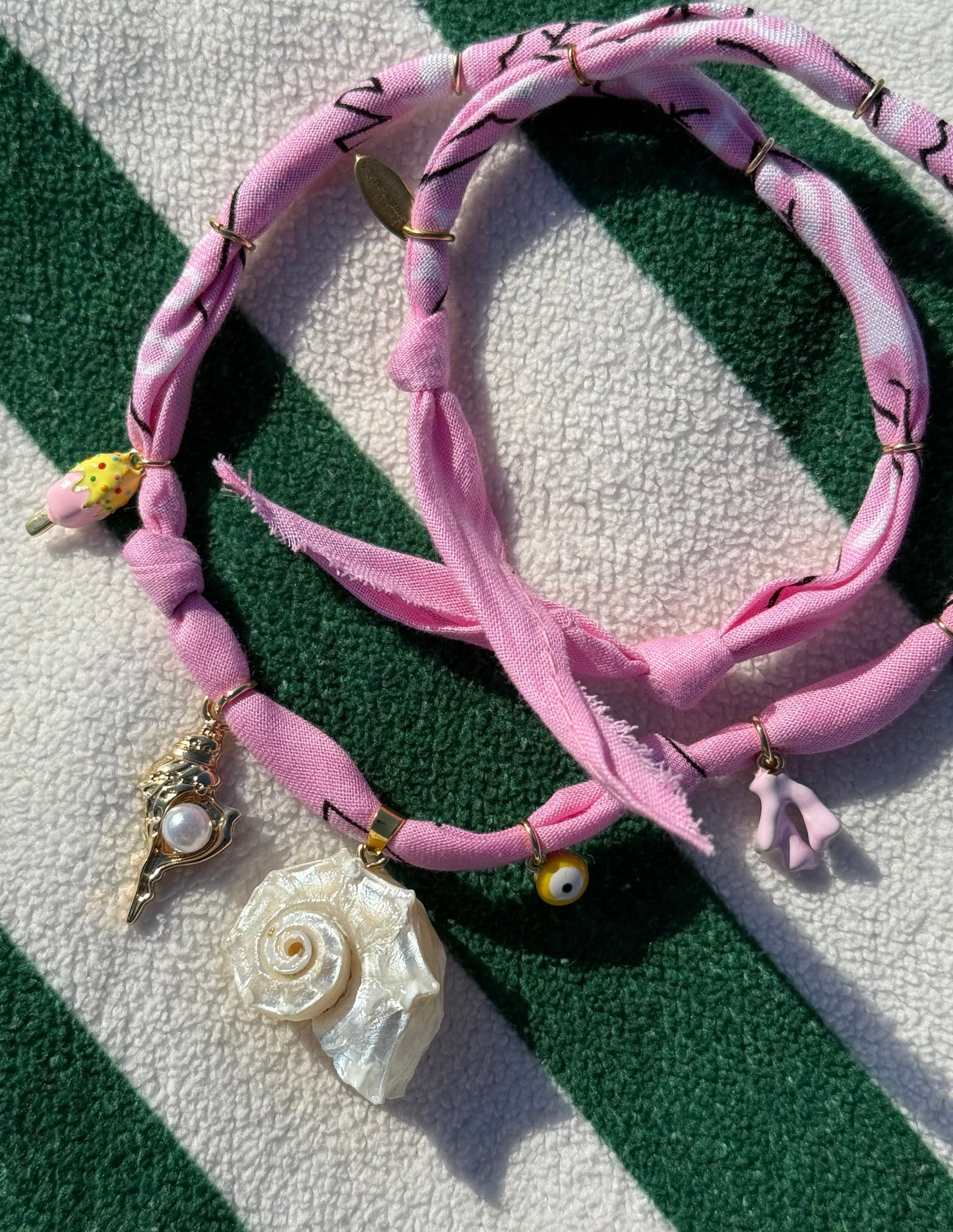 BERRY VANILLA // Light Pink Handmade Bandana Necklace
