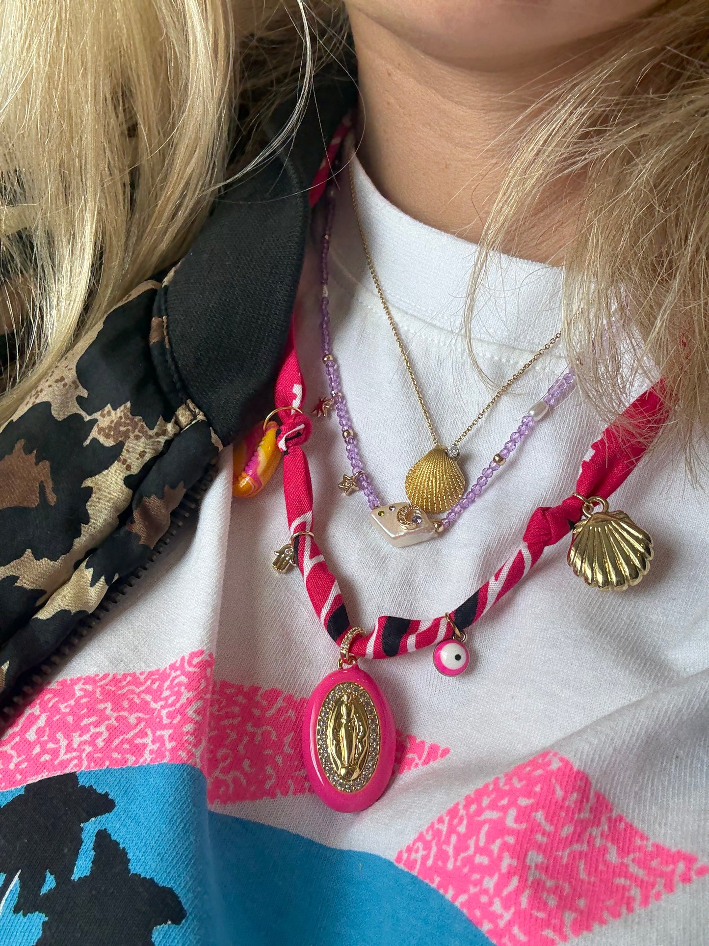 Madona PINK // Hot Pink Handmade Bandana Necklace