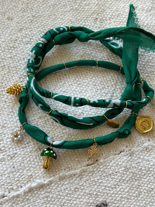 AMANITA GREEN // Forest Green Handmade Bandana Necklace