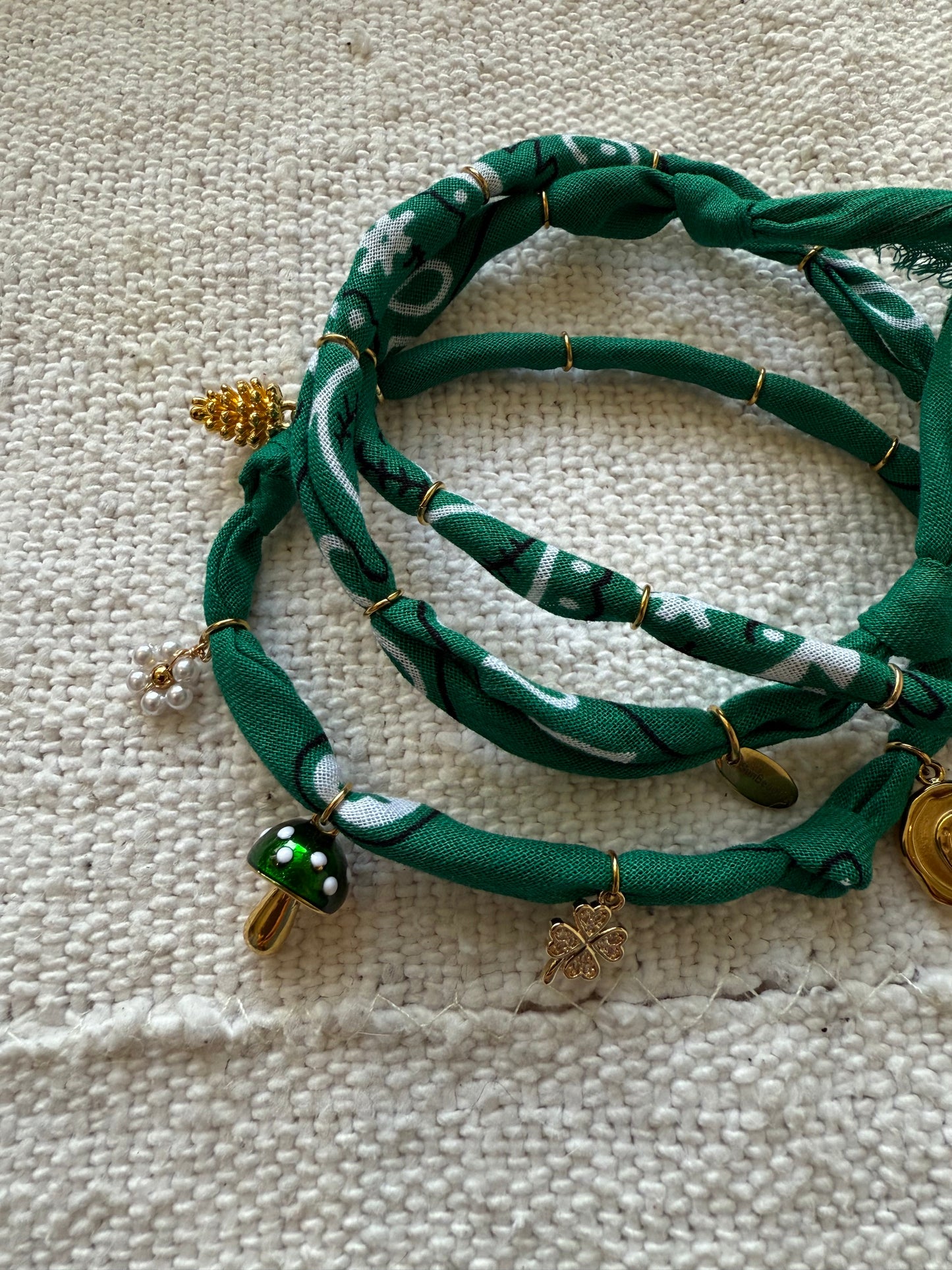 AMANITA GREEN // Forest Green Handmade Bandana Necklace