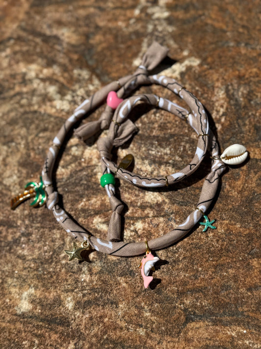 PINK DOLPHIN // Beige Handmade Bandana Necklace