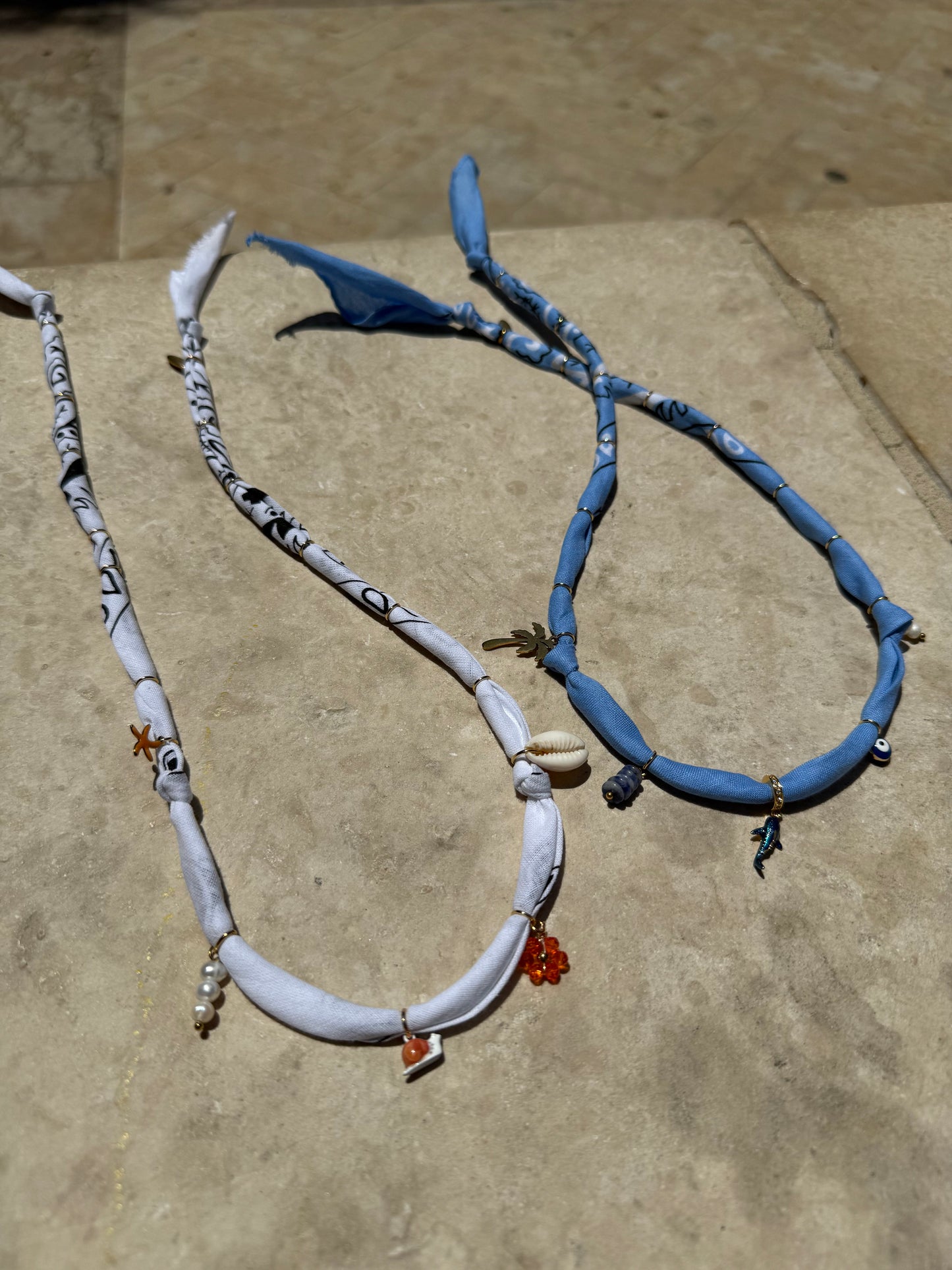 SNAIL LIFE // White Handmade Bandana Necklace