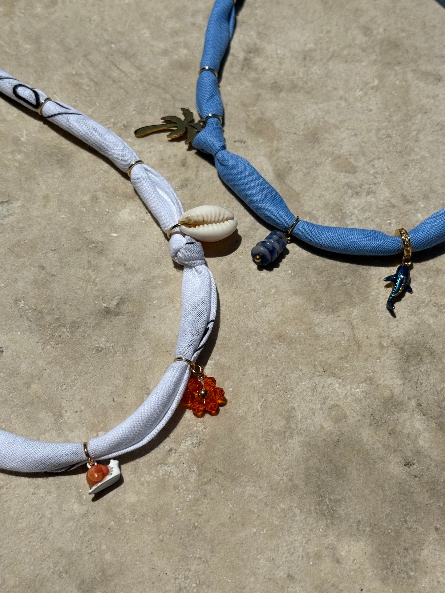 SNAIL LIFE // White Handmade Bandana Necklace