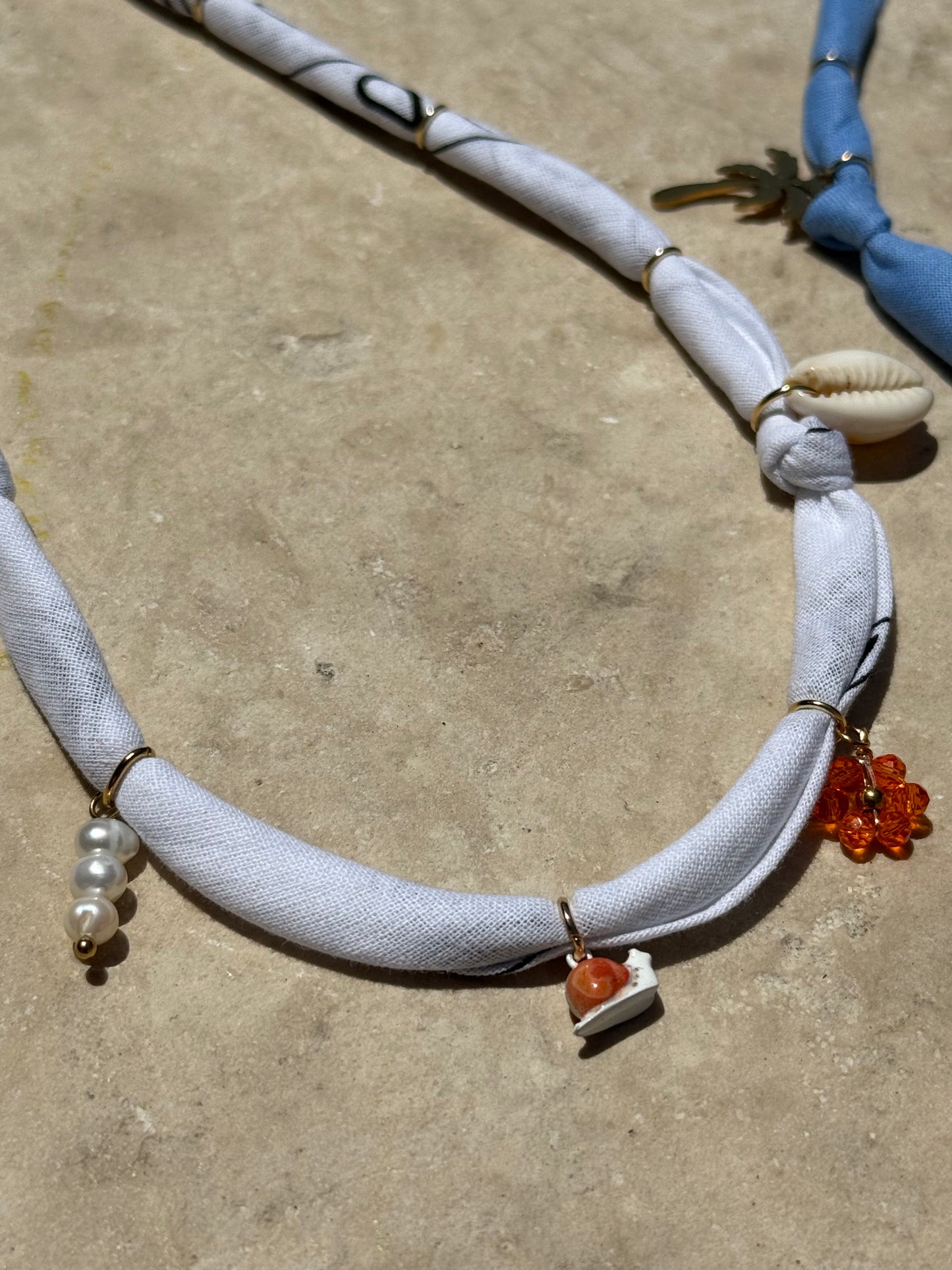 SNAIL LIFE // White Handmade Bandana Necklace