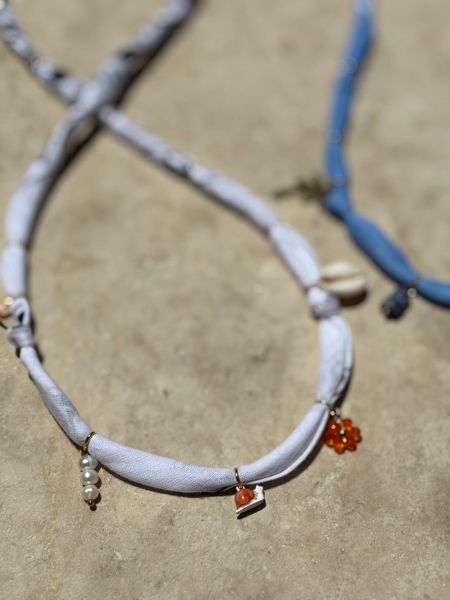 SNAIL LIFE // White Handmade Bandana Necklace