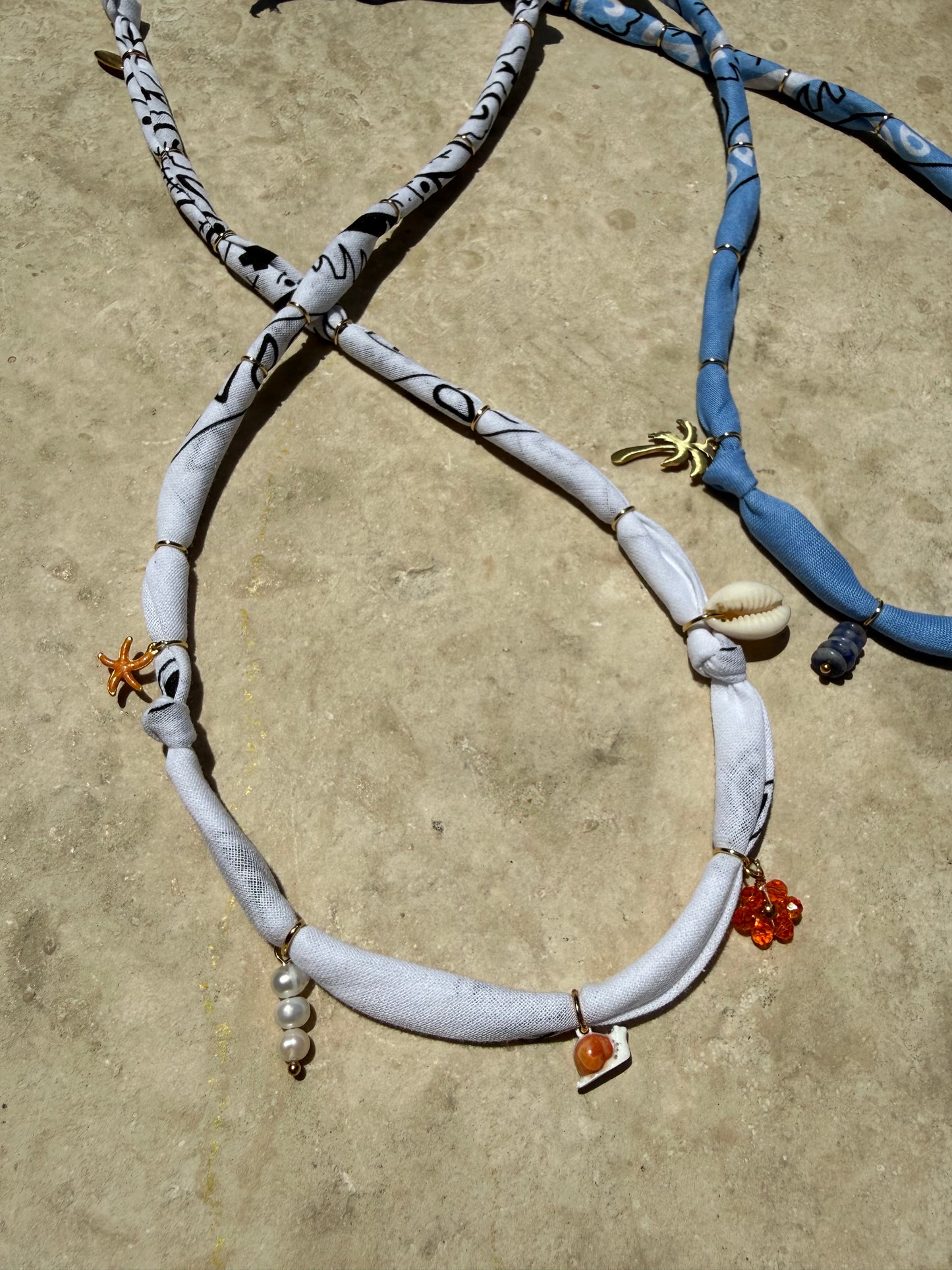 SNAIL LIFE // White Handmade Bandana Necklace
