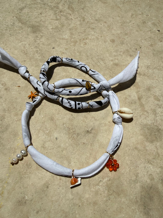 SNAIL LIFE // White Handmade Bandana Necklace