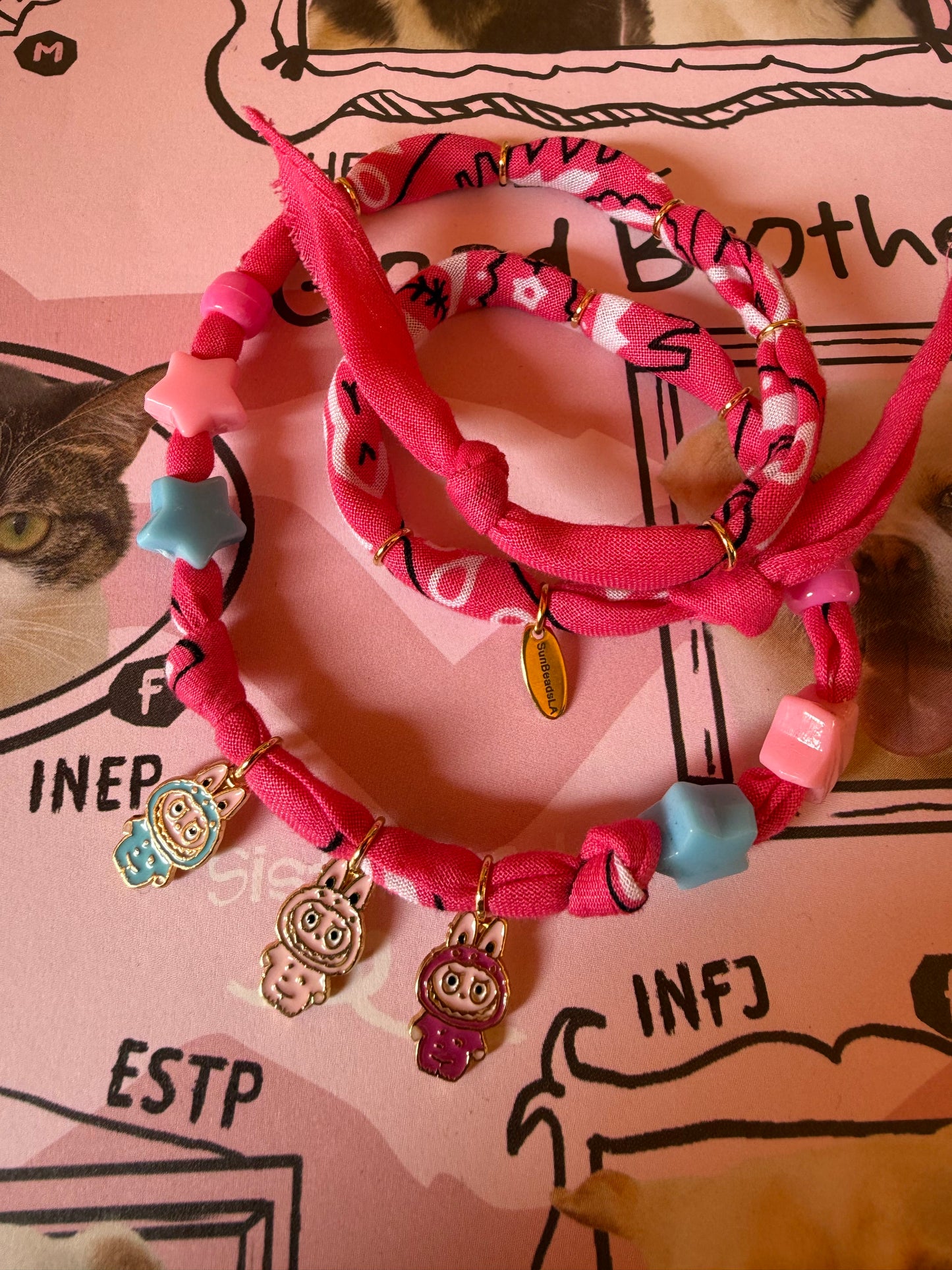 LIL MONSTERS 2 // Hot Pink Handmade Bandana Necklace