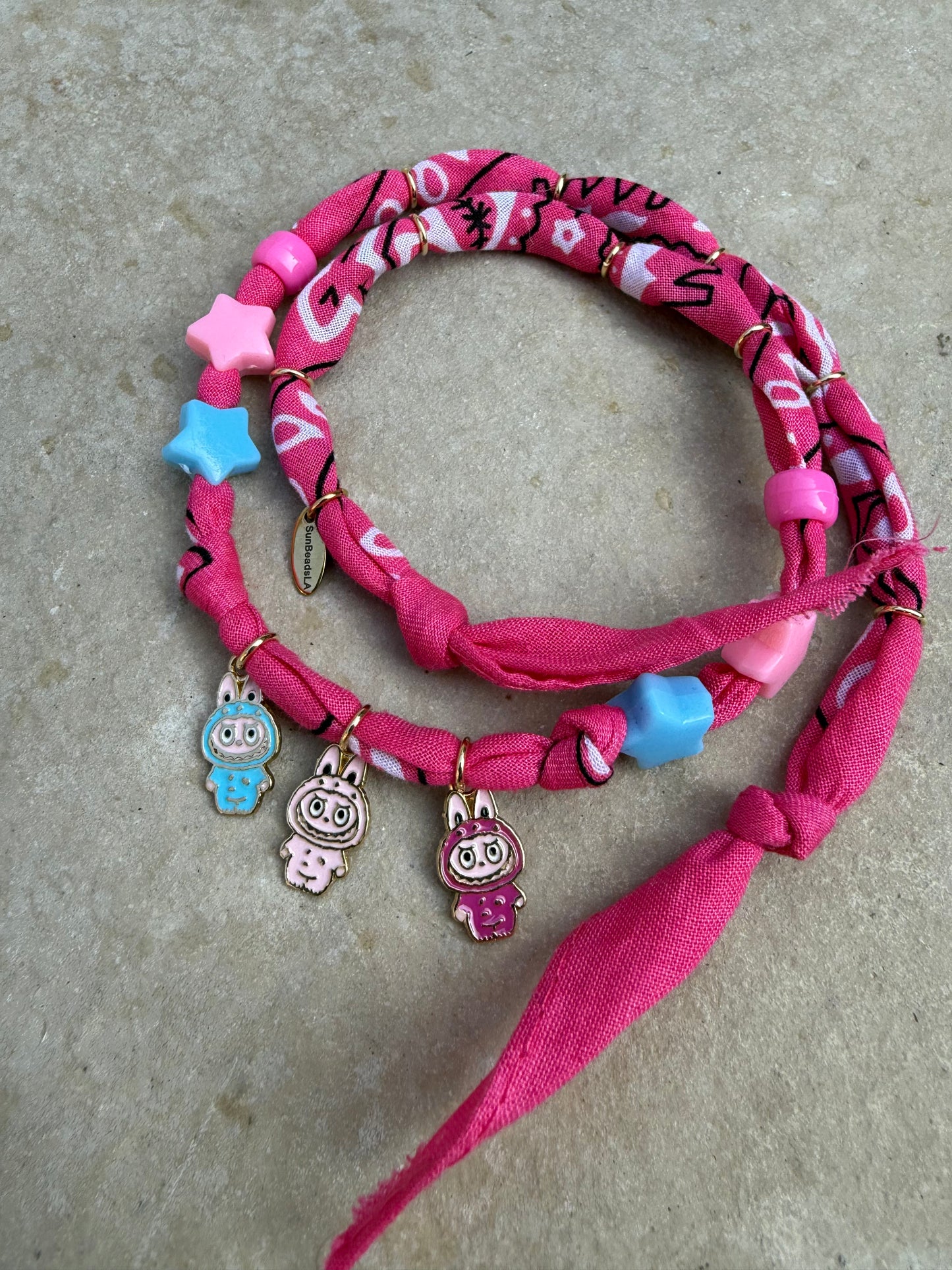 LIL MONSTERS 2 // Hot Pink Handmade Bandana Necklace