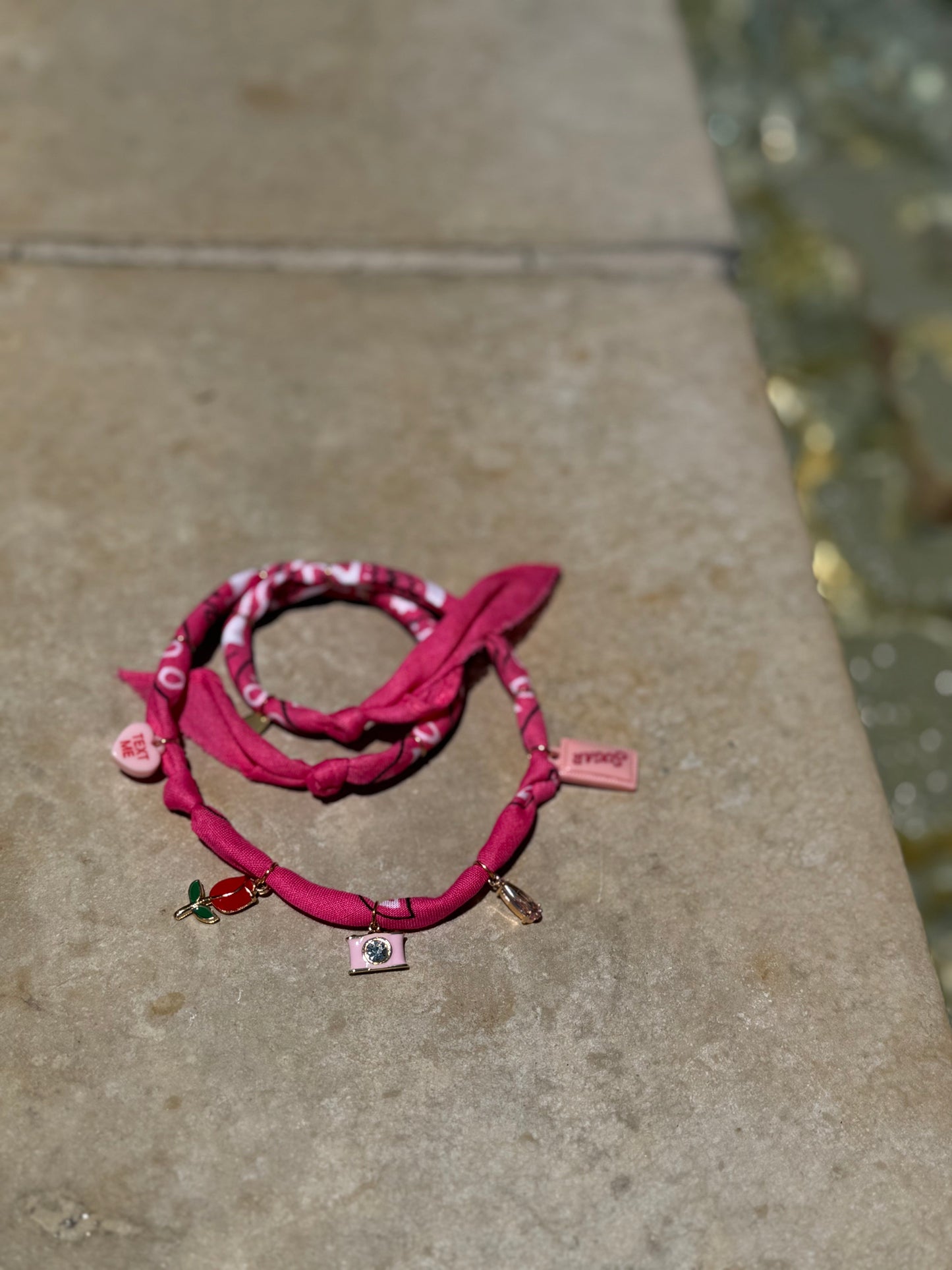 TEXT ME // Hot Pink Handmade Bandana Necklace