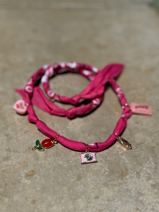 TEXT ME // Hot Pink Handmade Bandana Necklace