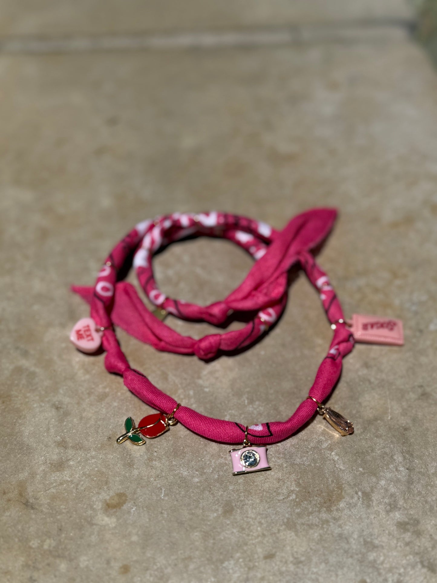TEXT ME // Hot Pink Handmade Bandana Necklace