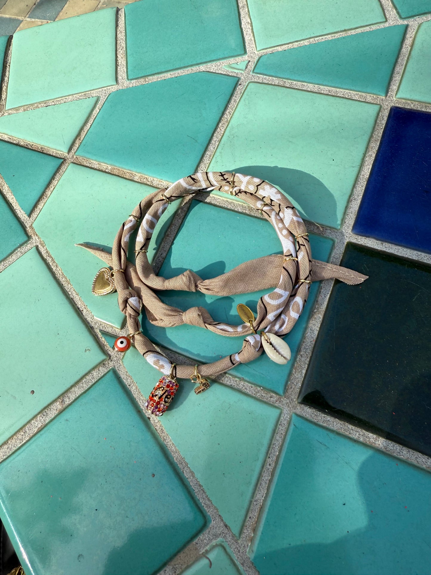 BOIS LA CROIX // Beige Handmade Bandana Necklace