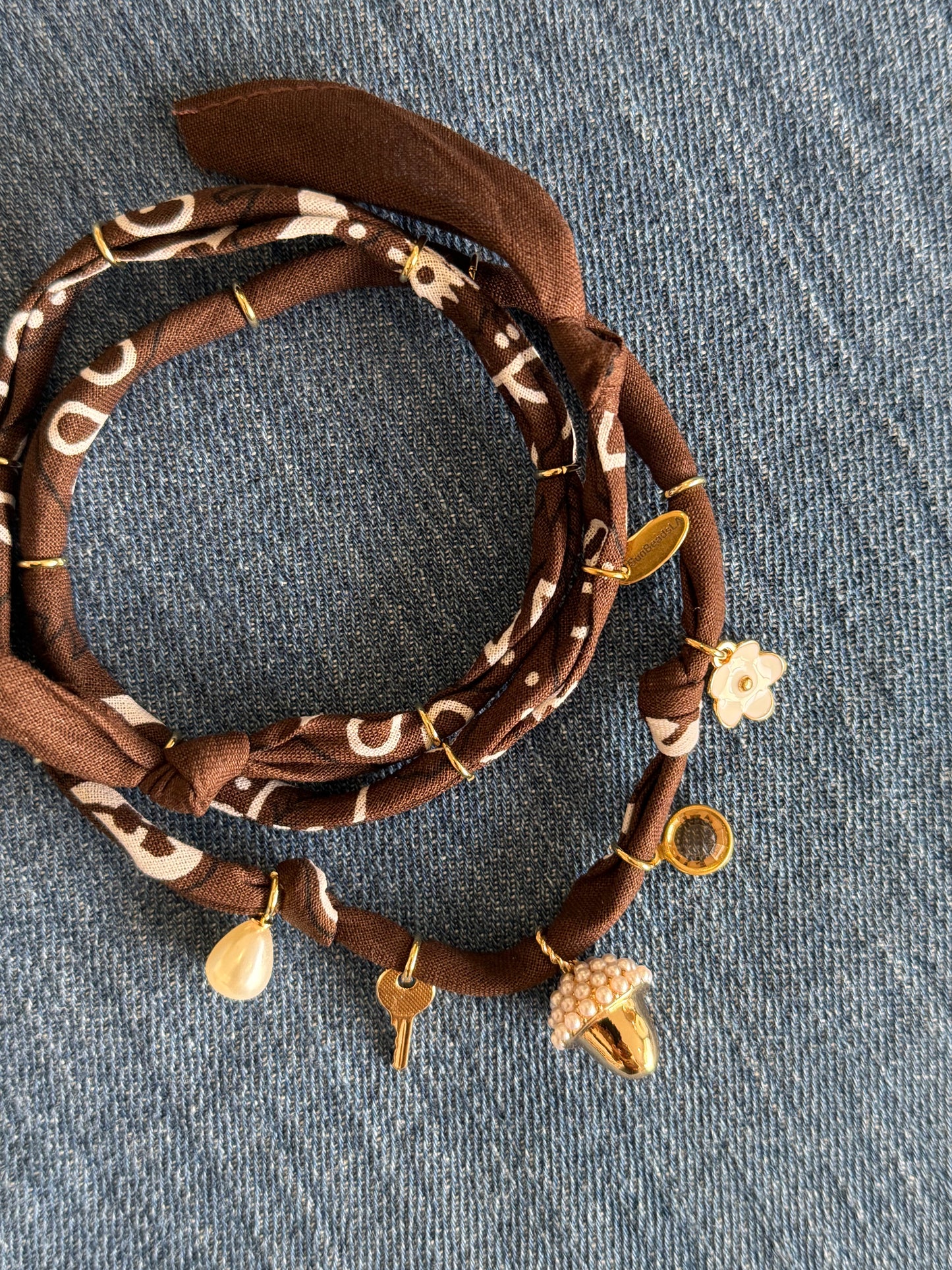 ACORN PEARL // Brown Handmade Bandana Necklace