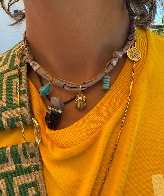 KHEPER // Beige Handmade Bandana Necklace