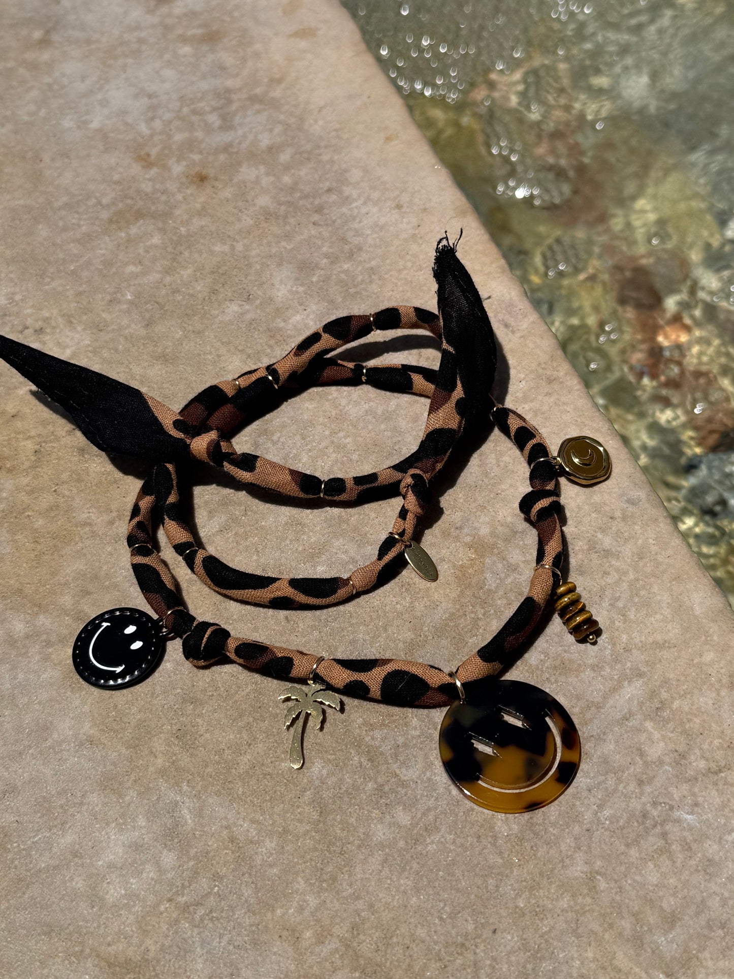 SMILEY #7 // Cheetah print Handmade Bandana Necklace