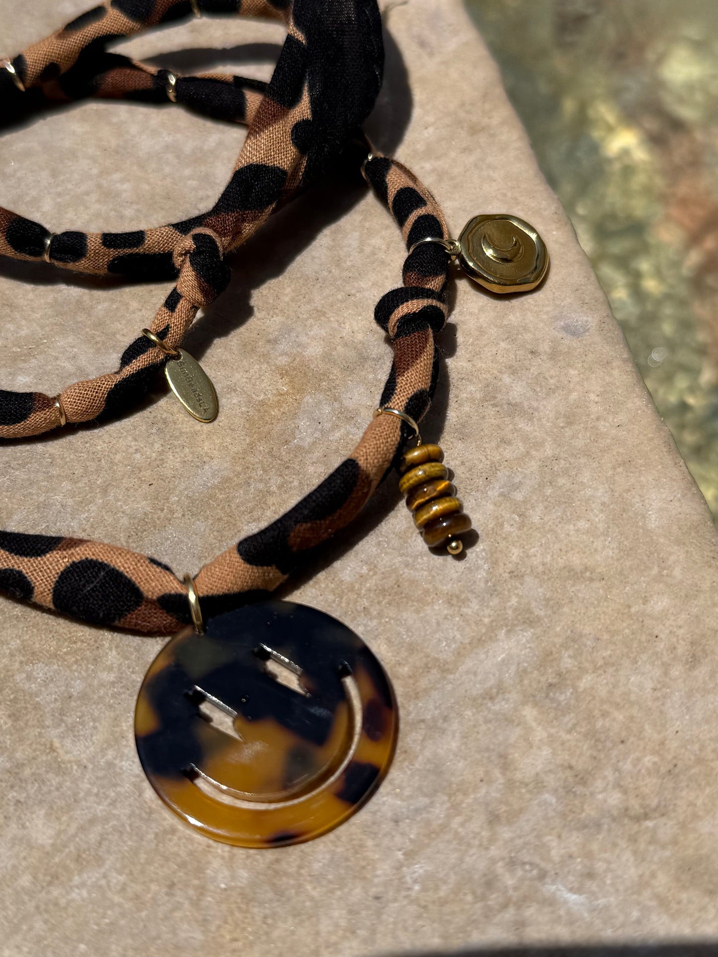 SMILEY #7 // Cheetah print Handmade Bandana Necklace
