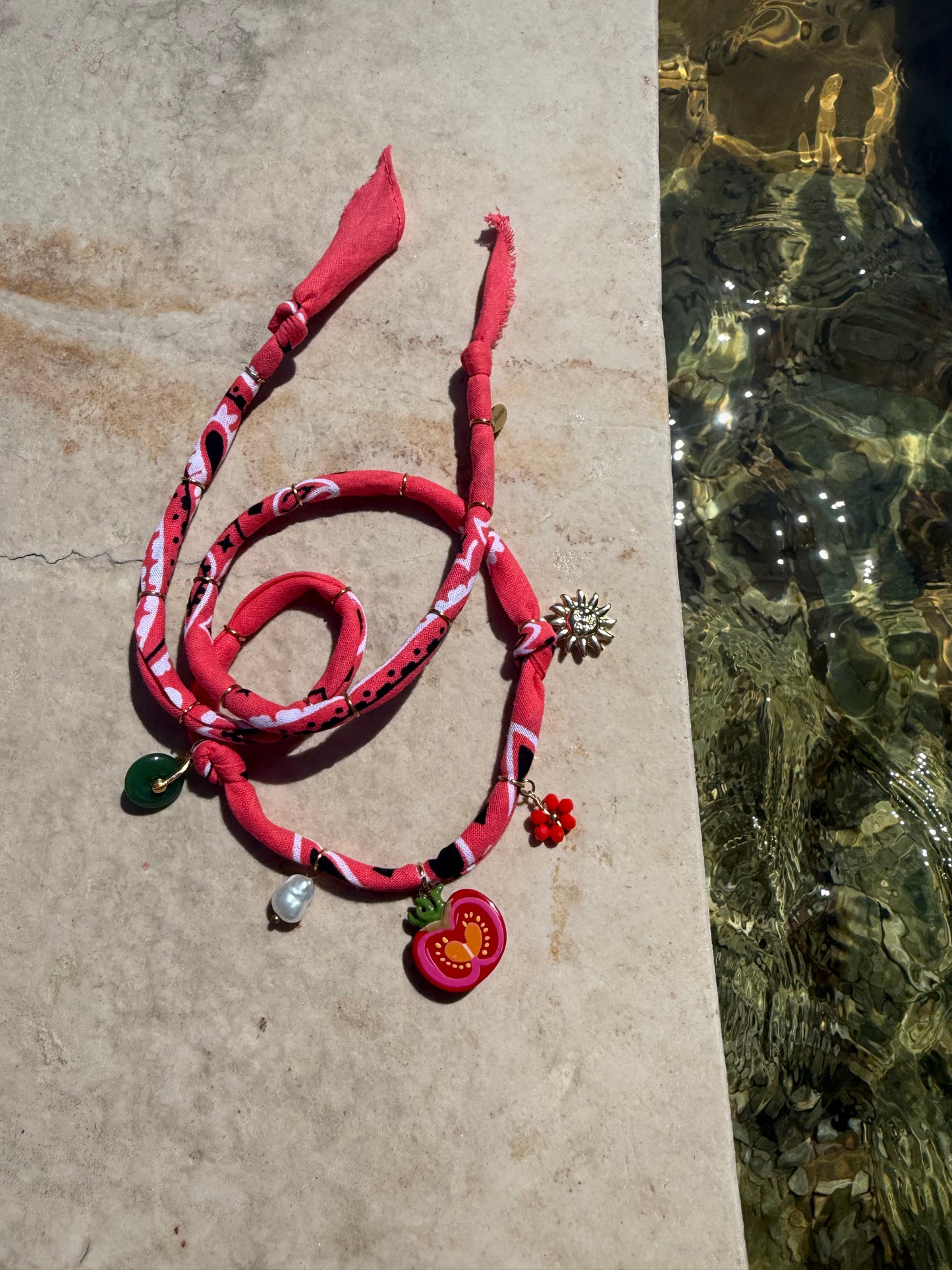 TOMATE // Coral Handmade Bandana Necklace