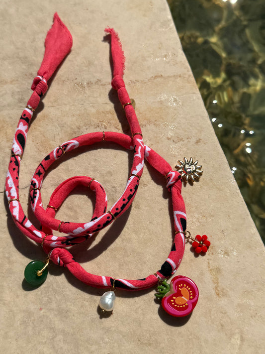TOMATE // Coral Handmade Bandana Necklace