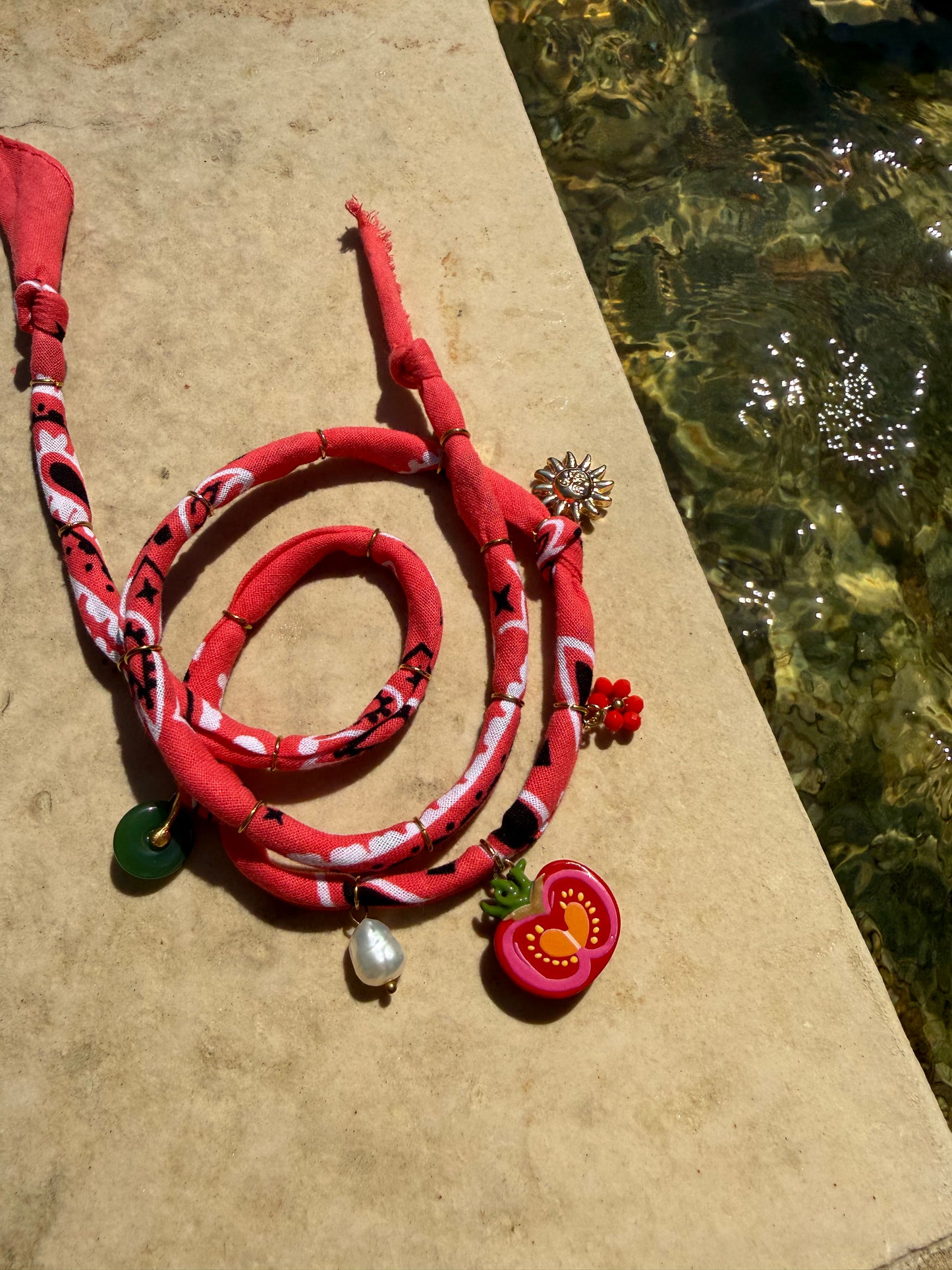 TOMATE // Coral Handmade Bandana Necklace