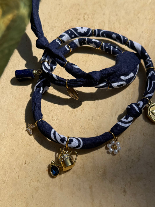 WATER CAN // Marine Blue Handmade Bandana Necklace