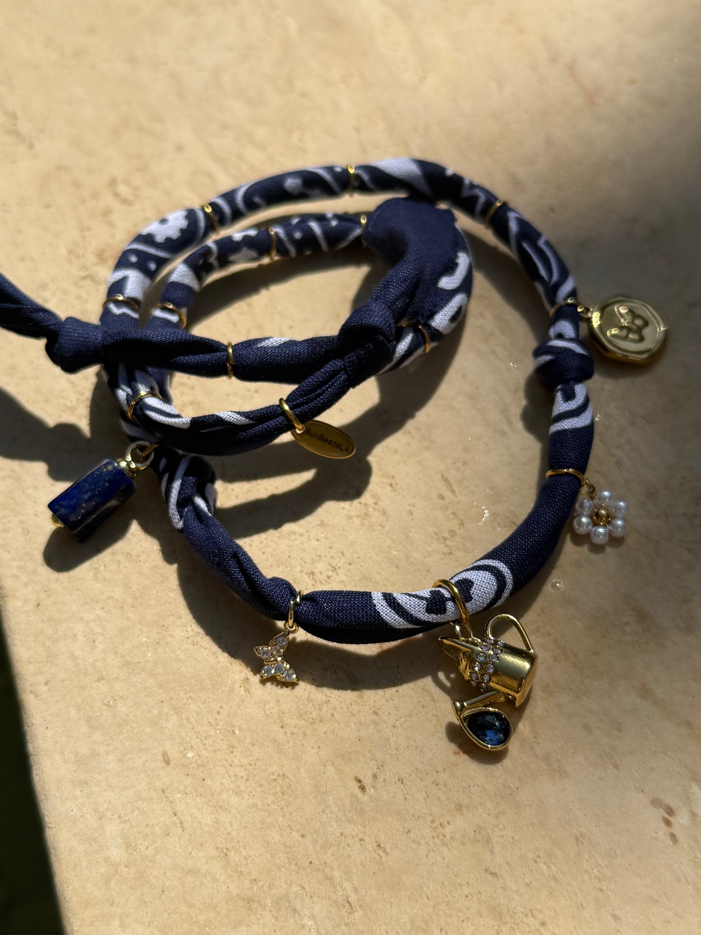 WATER CAN // Marine Blue Handmade Bandana Necklace