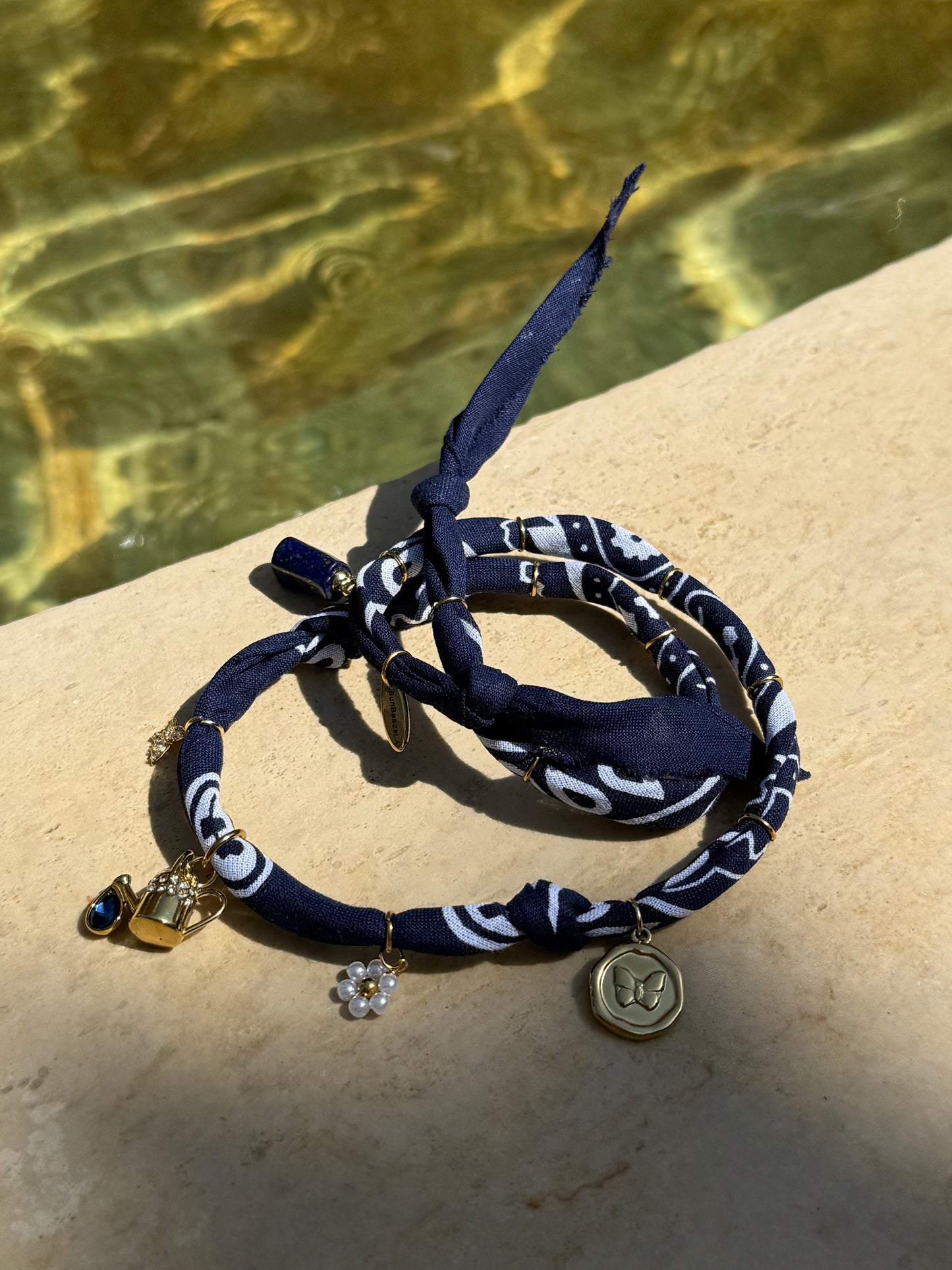 WATER CAN // Marine Blue Handmade Bandana Necklace