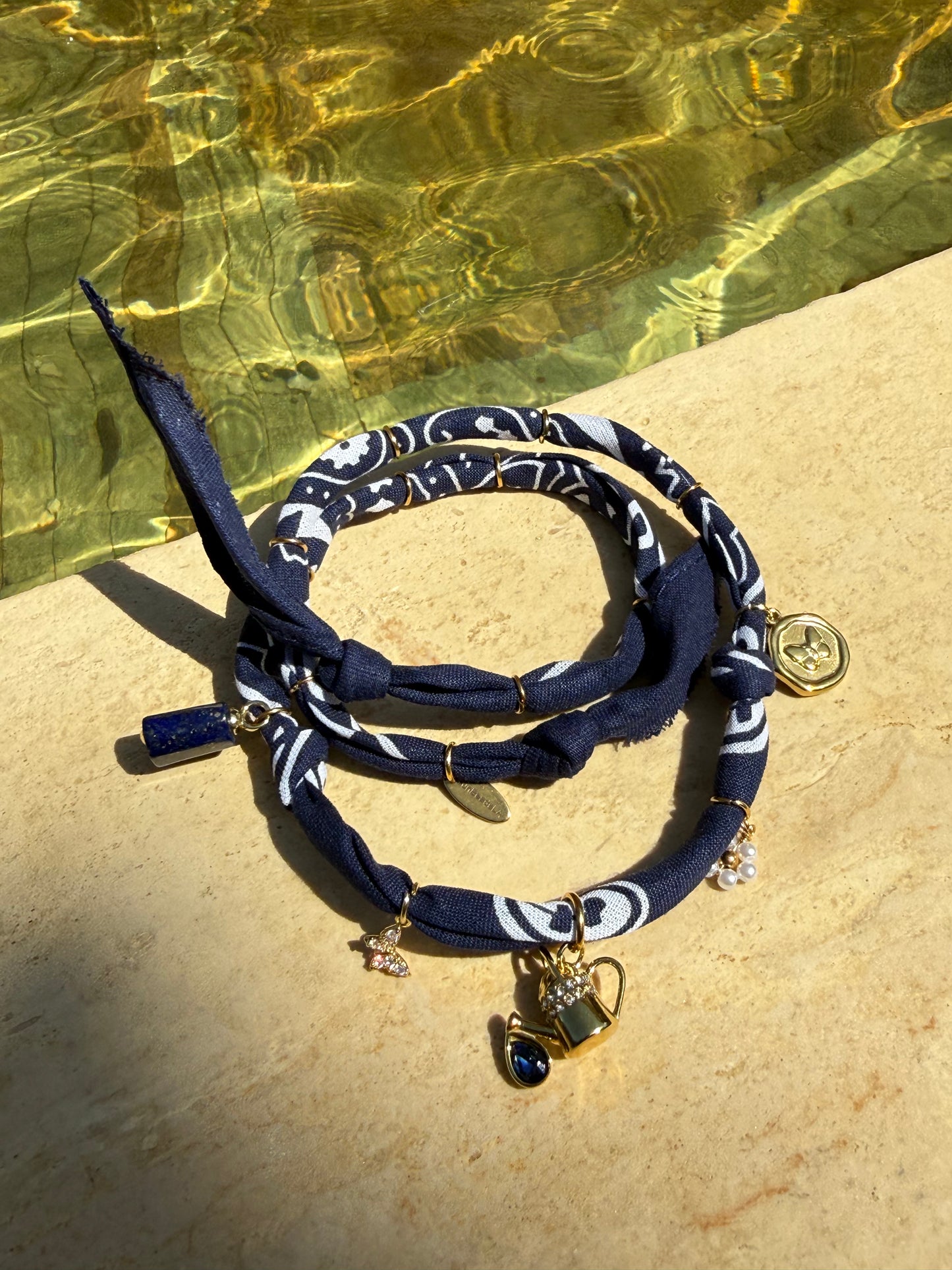 WATER CAN // Marine Blue Handmade Bandana Necklace