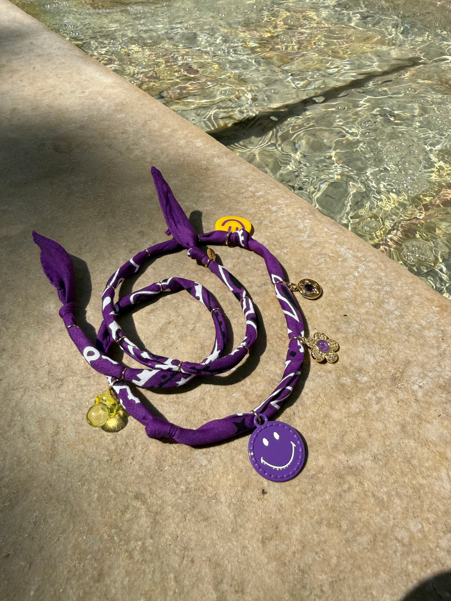 SMILEY #1 // Dark Purple Handmade Bandana Necklace