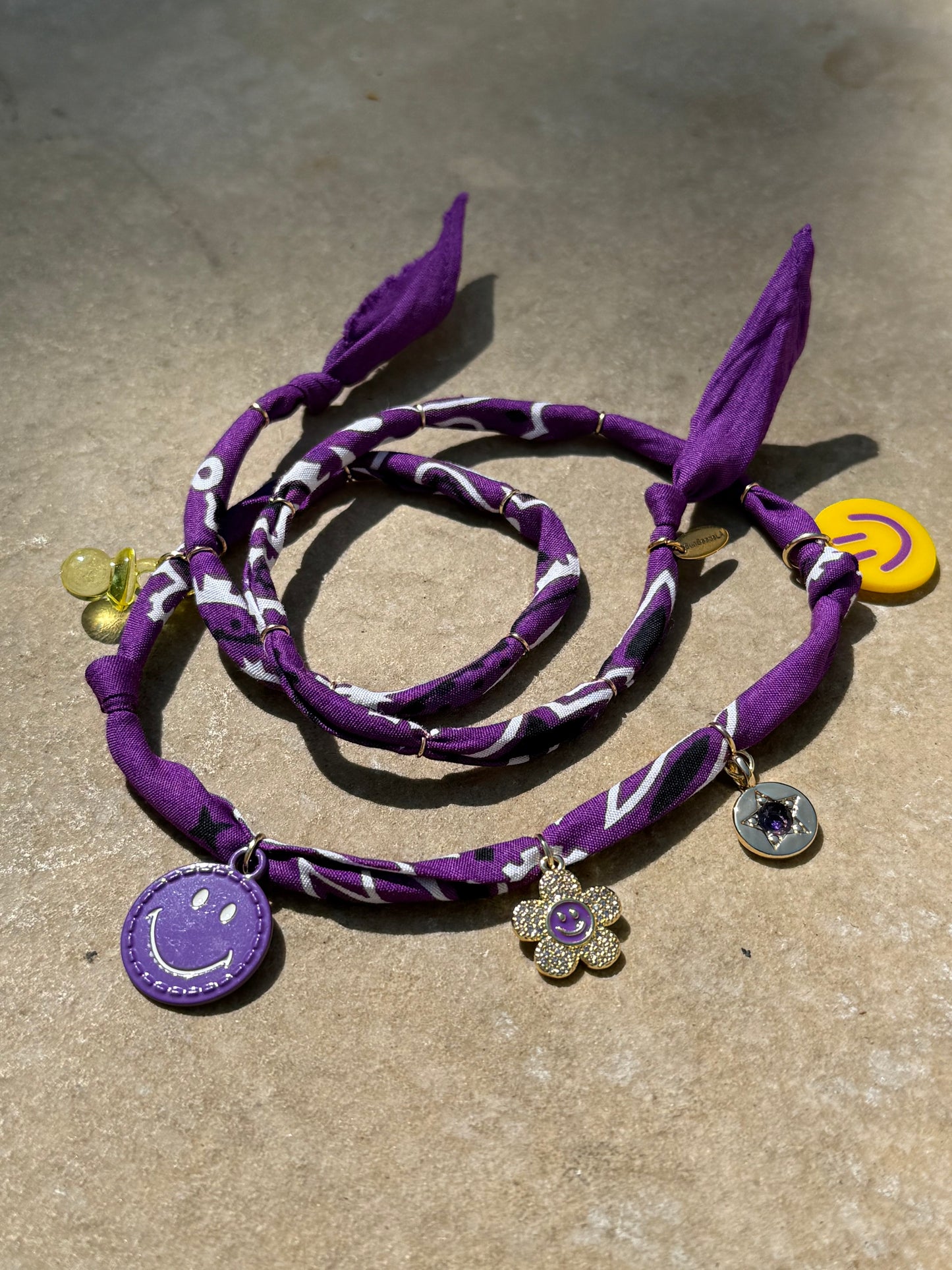 SMILEY #1 // Dark Purple Handmade Bandana Necklace