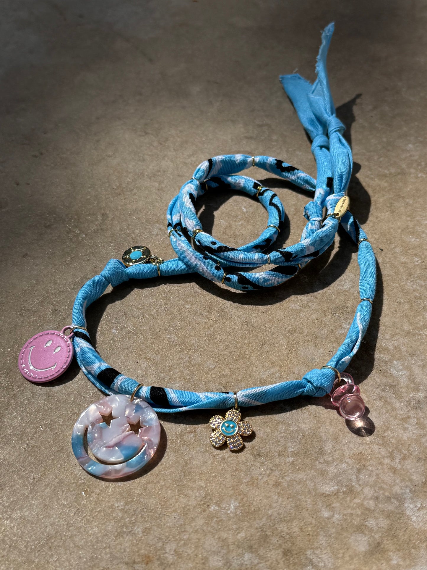 SMILEY #6 // Baby Blue Handmade Bandana Necklace