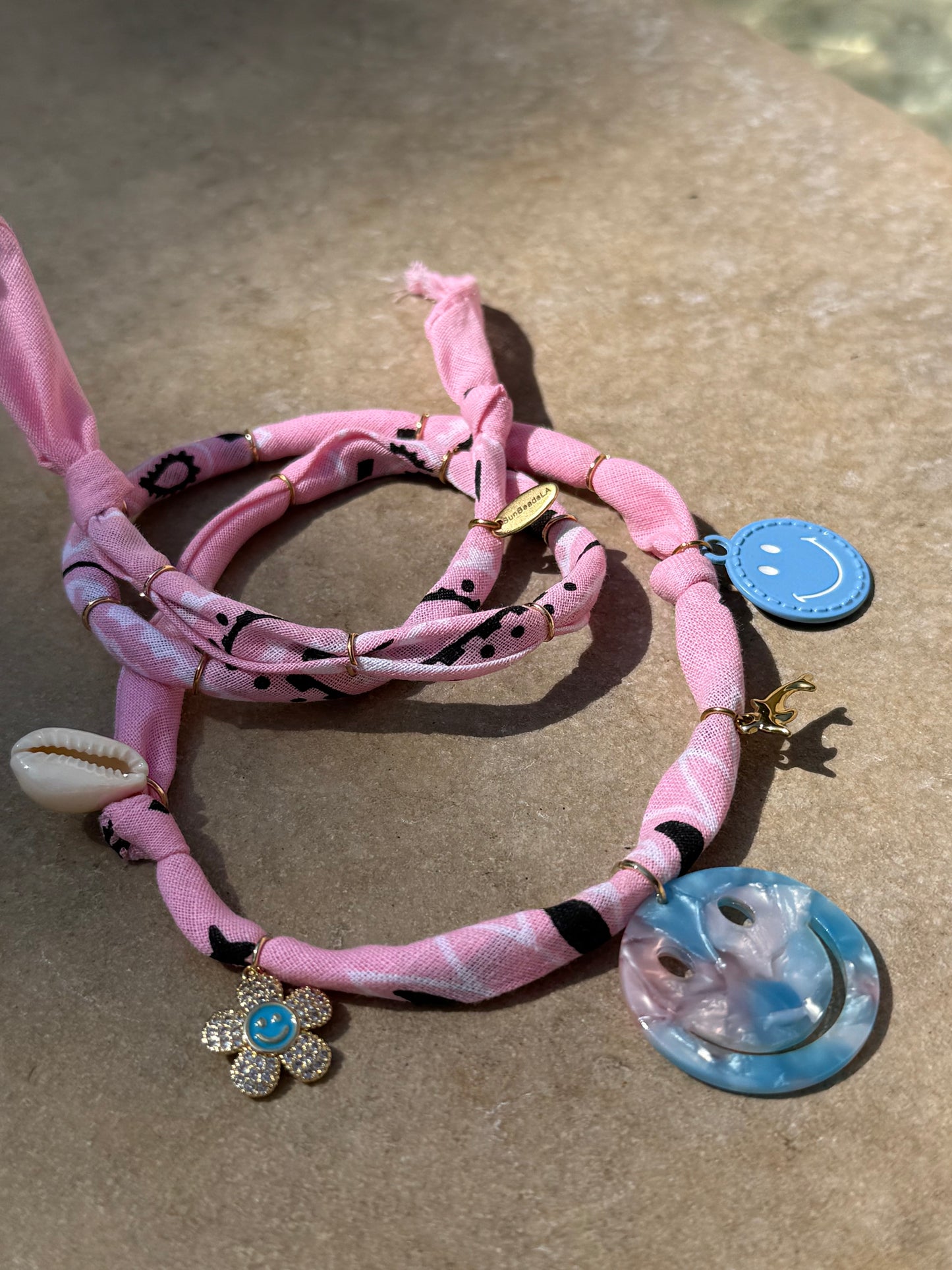 SMILEY #2 // Candy Pink Handmade Bandana Necklace