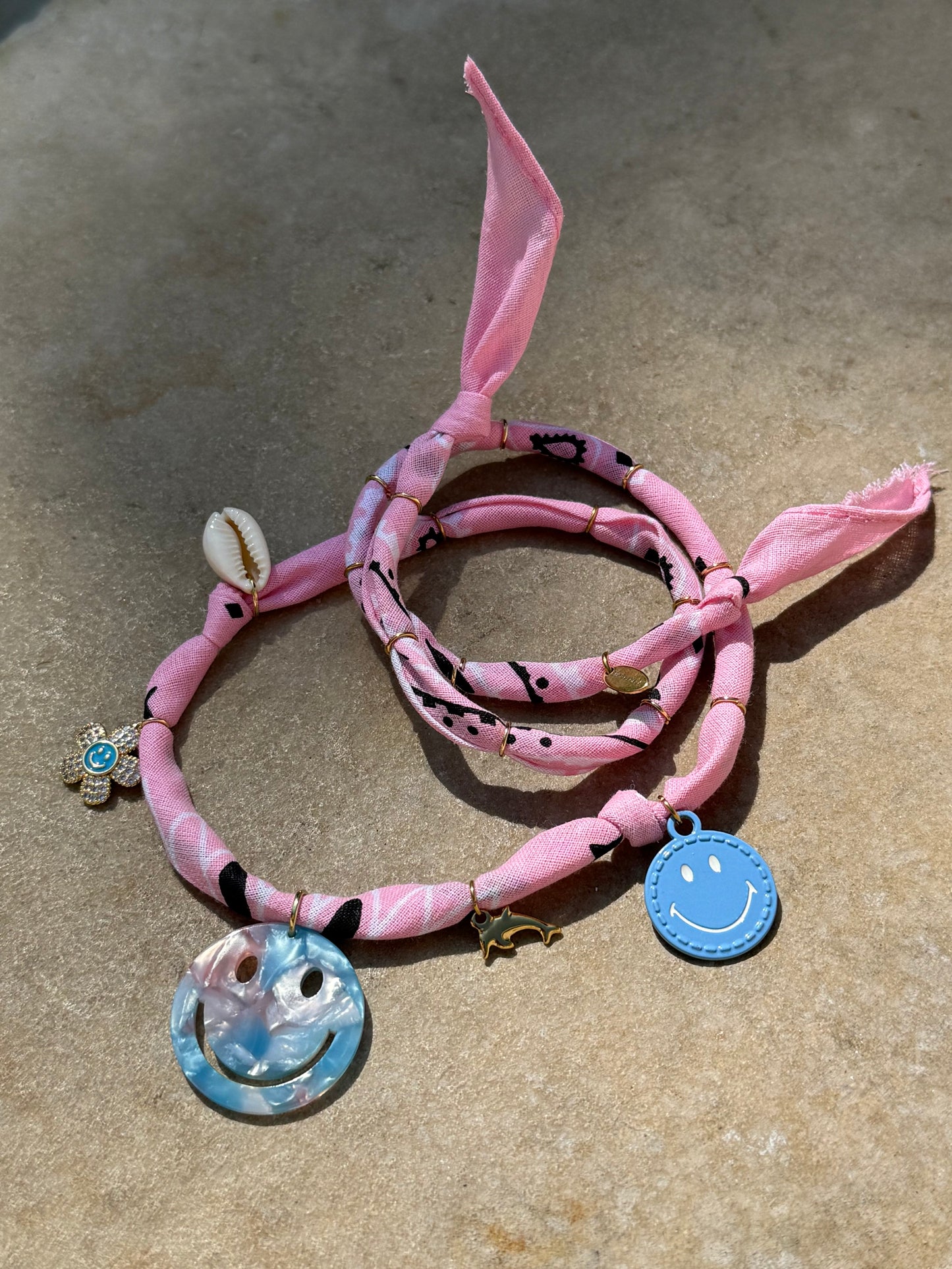 SMILEY #2 // Candy Pink Handmade Bandana Necklace