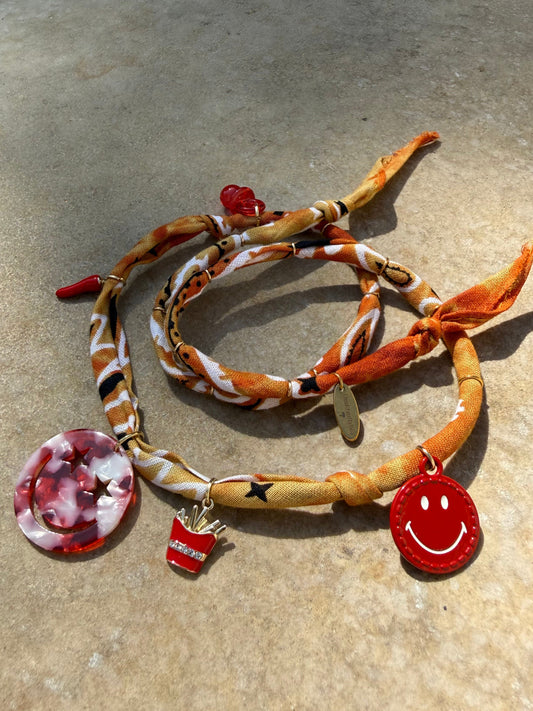 SMILEY #4 // Pizza crust Handmade Bandana Necklace