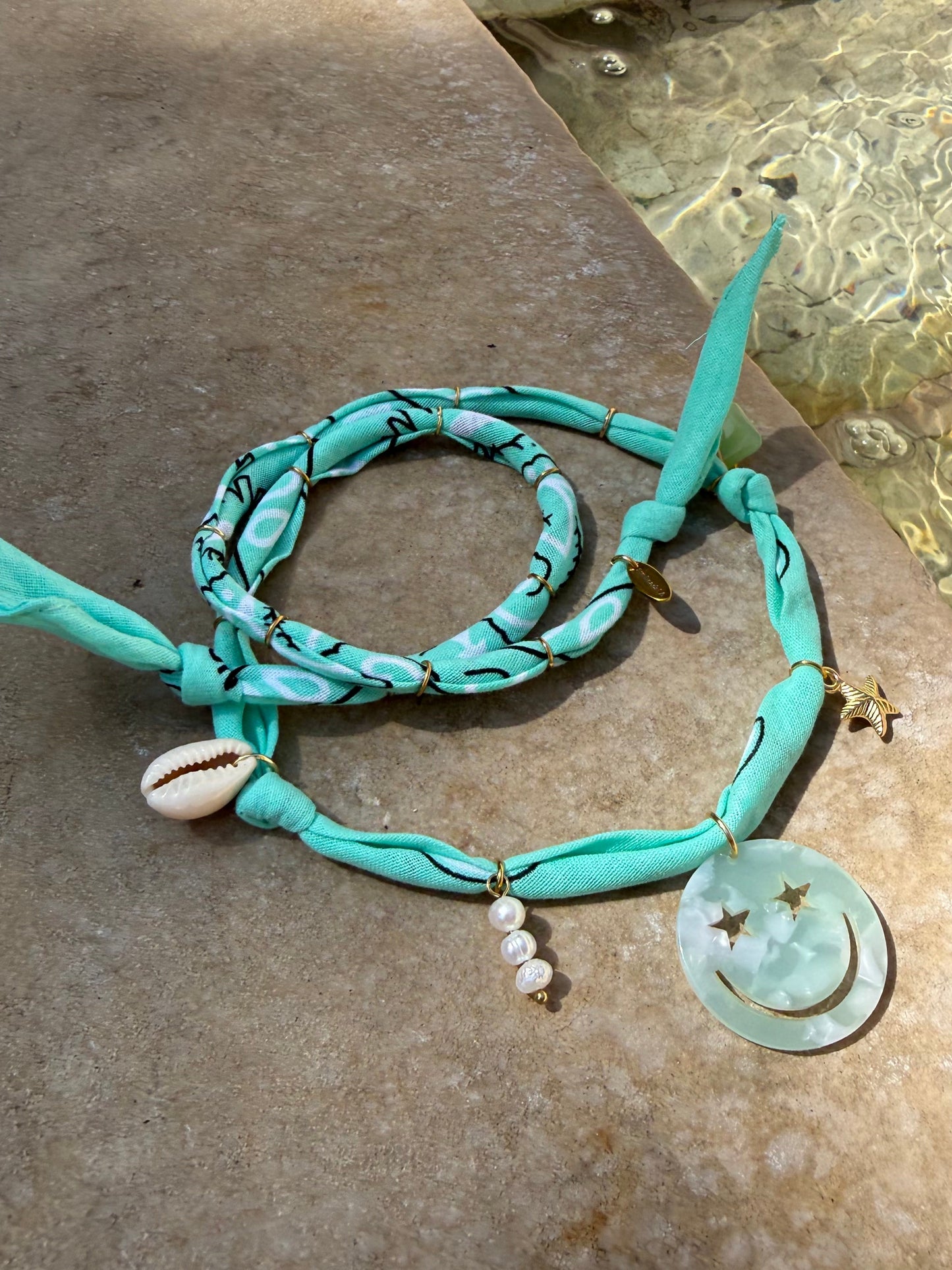 SMILEY #8// Minty Green Handmade Bandana Necklace