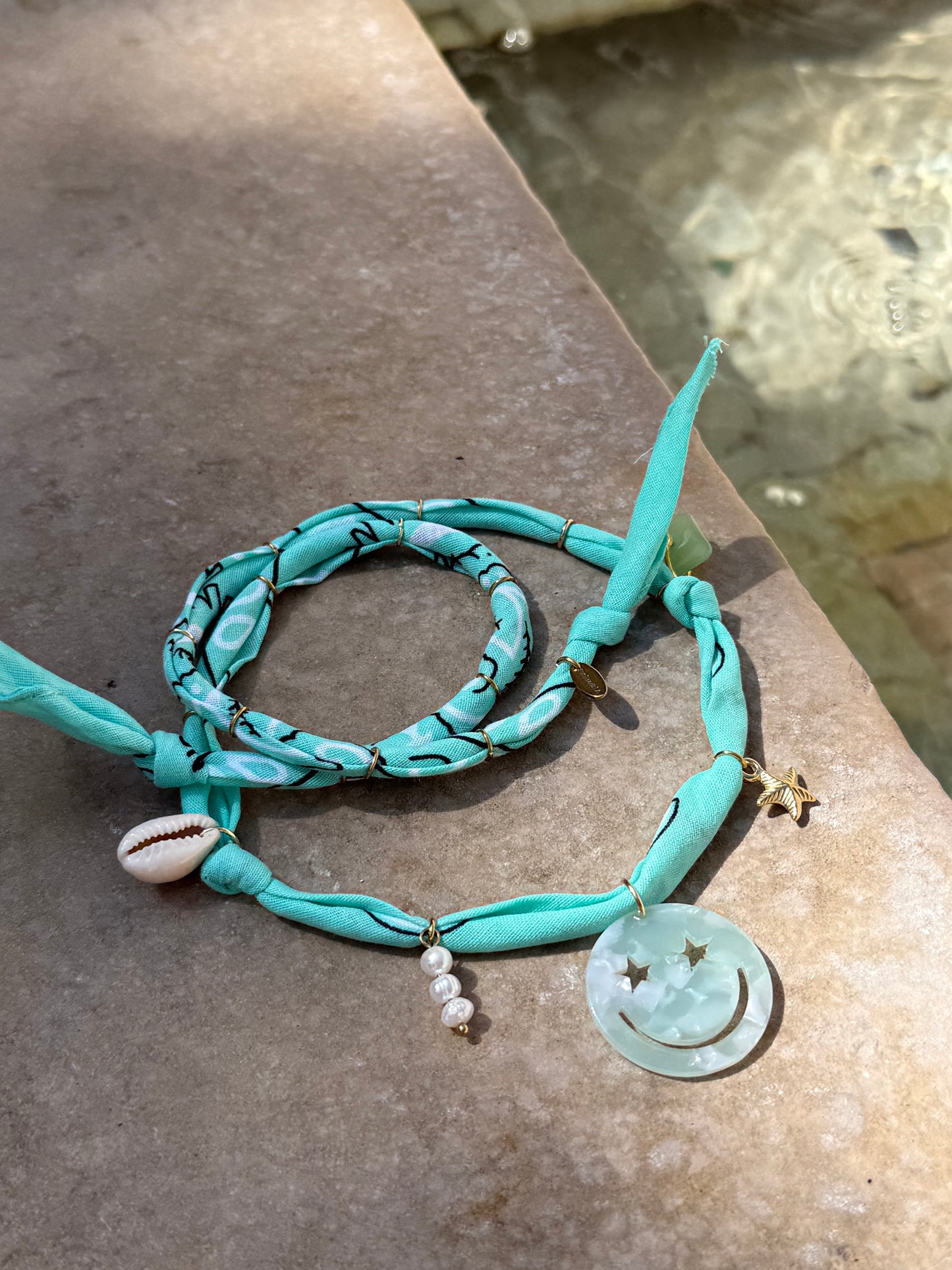 SMILEY #8// Minty Green Handmade Bandana Necklace