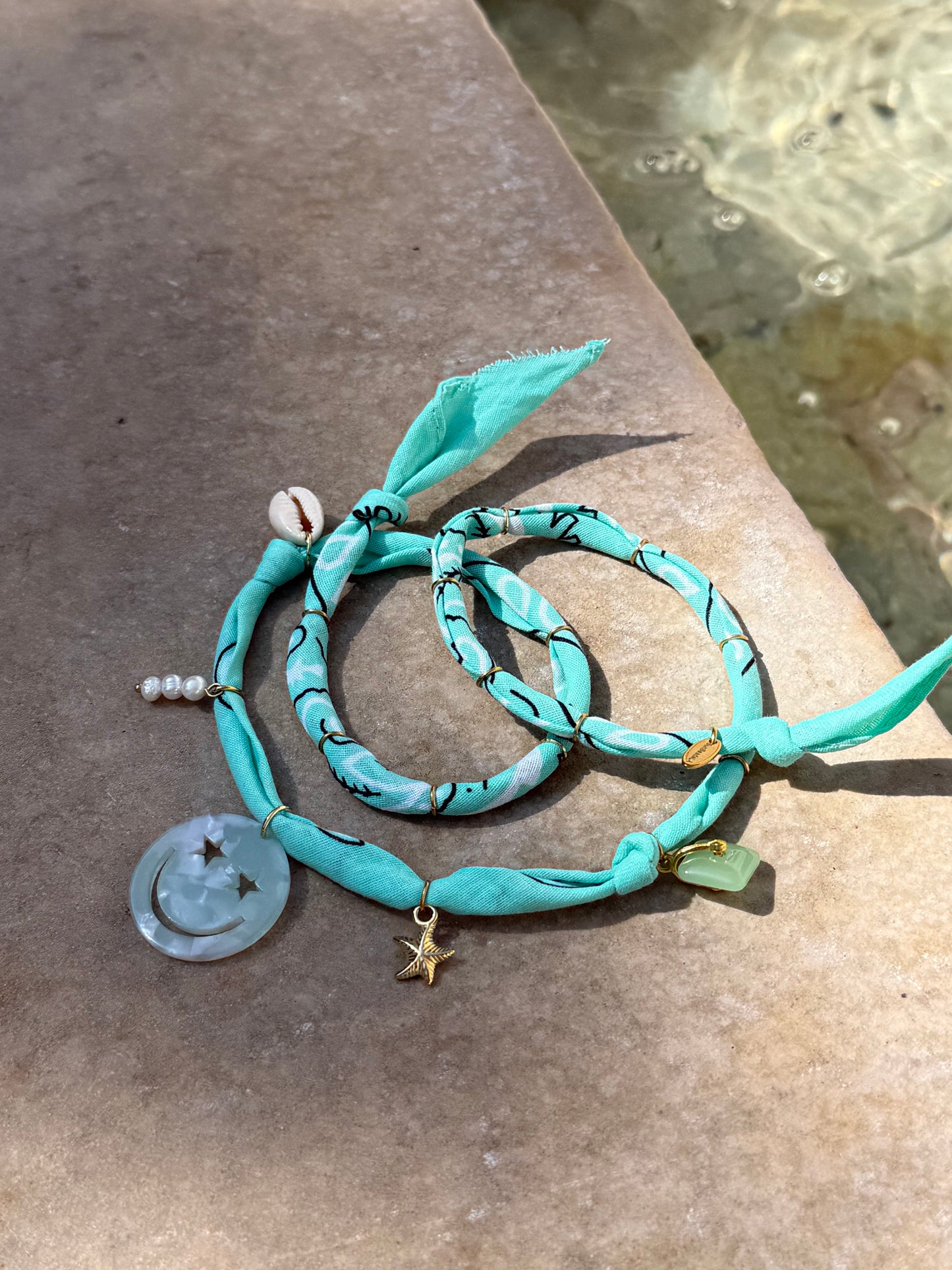 SMILEY #8// Minty Green Handmade Bandana Necklace