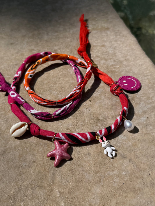LAPIN CRETIN // Gradient Red & Purple Handmade Bandana Necklace