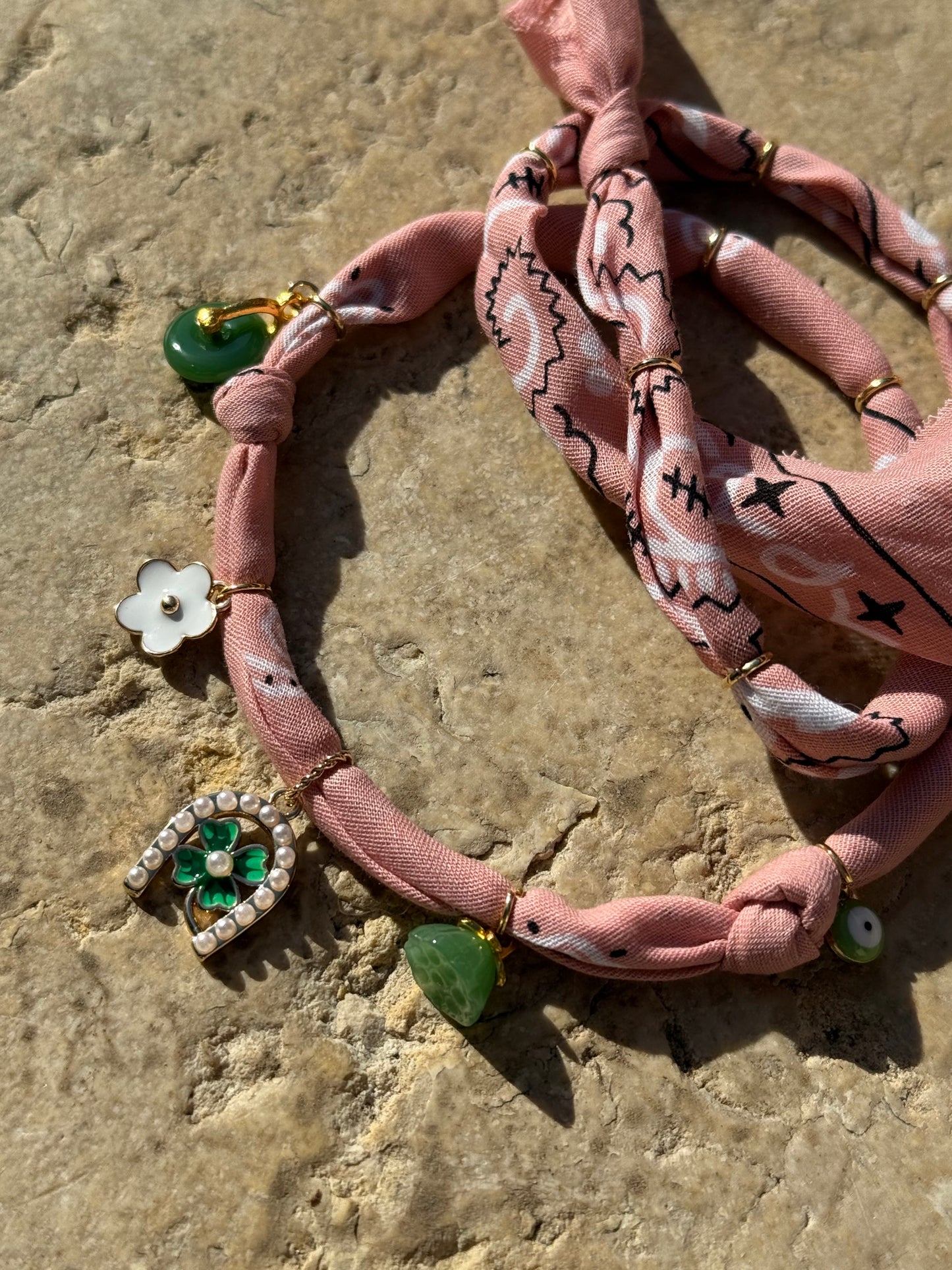 YEAR OF THE HORSE - CLOVER // Powder Pink Handmade Bandana Necklace
