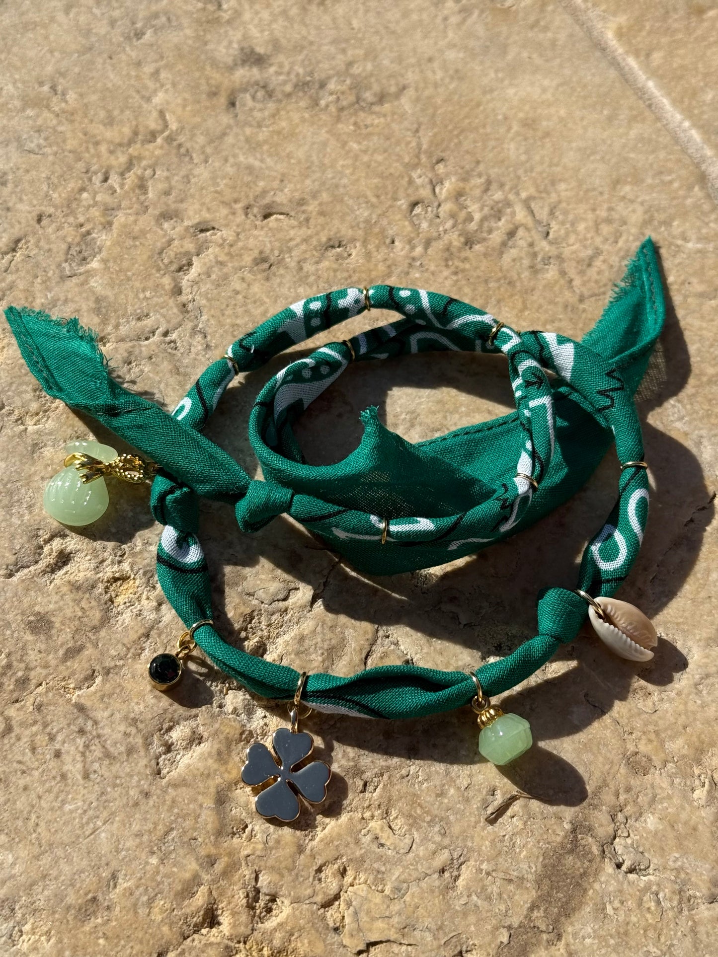 LUCKY CLOVER // Green Forest Handmade Bandana Necklace