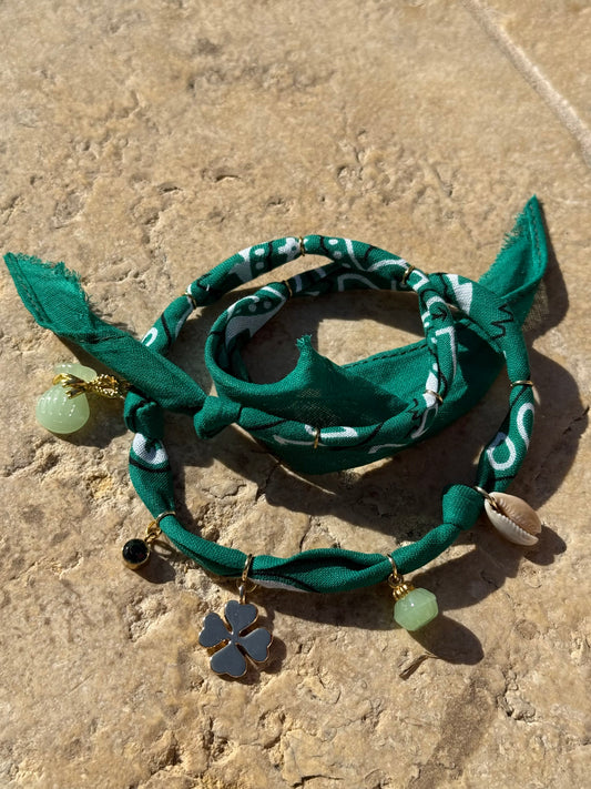 LUCKY CLOVER // Green Forest Handmade Bandana Necklace