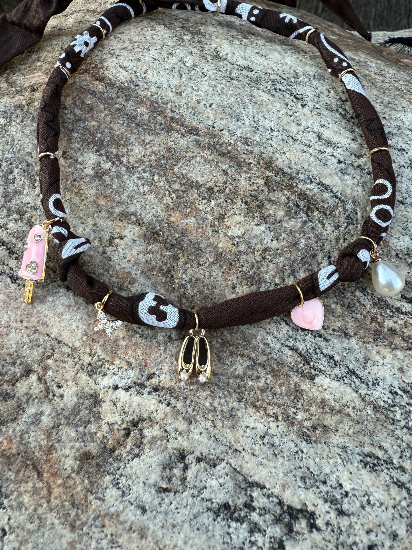 BALLET & ICE CREAM // Dark Brown Handmade Bandana Necklace